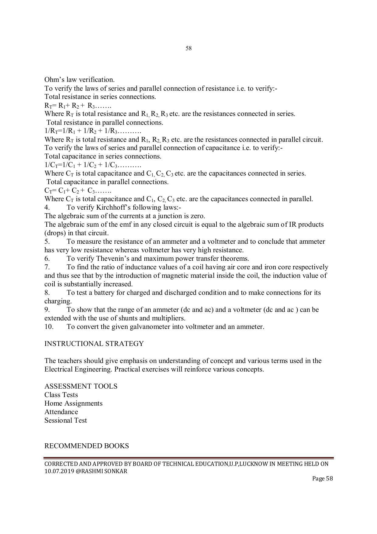 EFFECTIVE FROM JULY 2019-20 - SIX SEMESTER DIPLOMA COURSE IN INSTRUMENTATION AND CONTROL ENGINEERING - Page 60