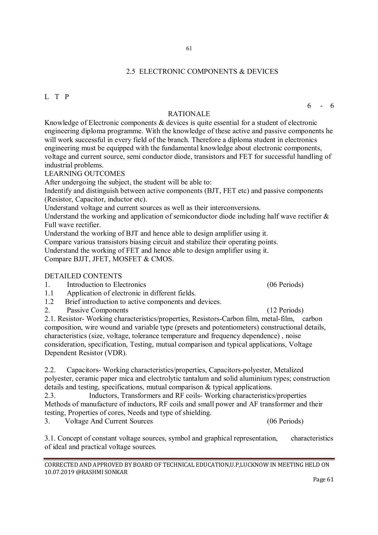 EFFECTIVE FROM JULY 2019-20 - SIX SEMESTER DIPLOMA COURSE IN INSTRUMENTATION AND CONTROL ENGINEERING - Page 63