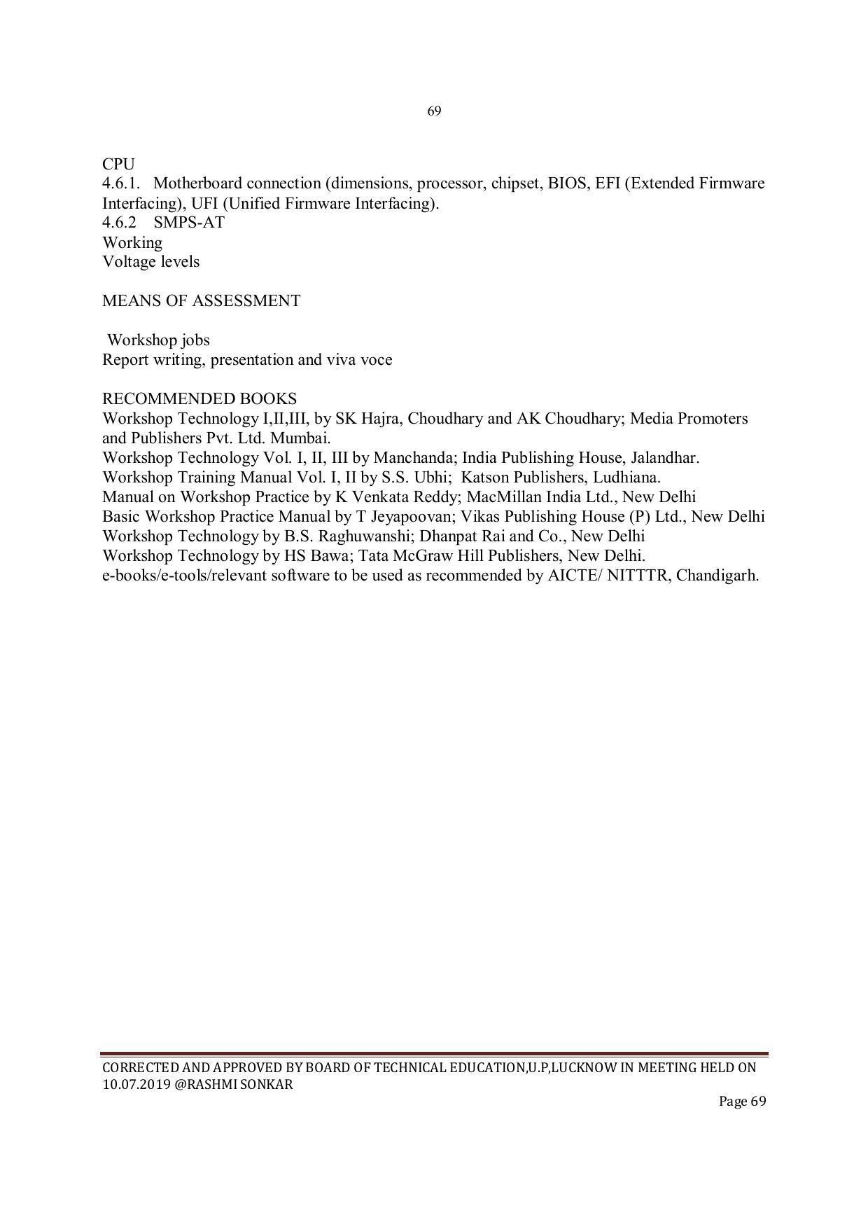 EFFECTIVE FROM JULY 2019-20 - SIX SEMESTER DIPLOMA COURSE IN INSTRUMENTATION AND CONTROL ENGINEERING - Page 71