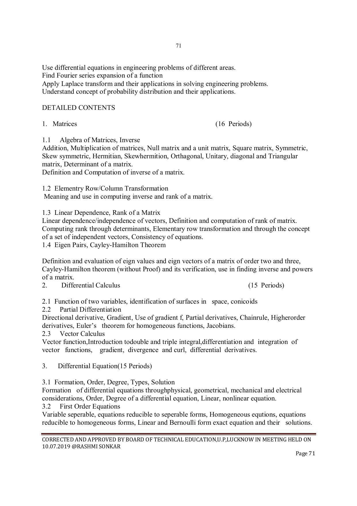 EFFECTIVE FROM JULY 2019-20 - SIX SEMESTER DIPLOMA COURSE IN INSTRUMENTATION AND CONTROL ENGINEERING - Page 73
