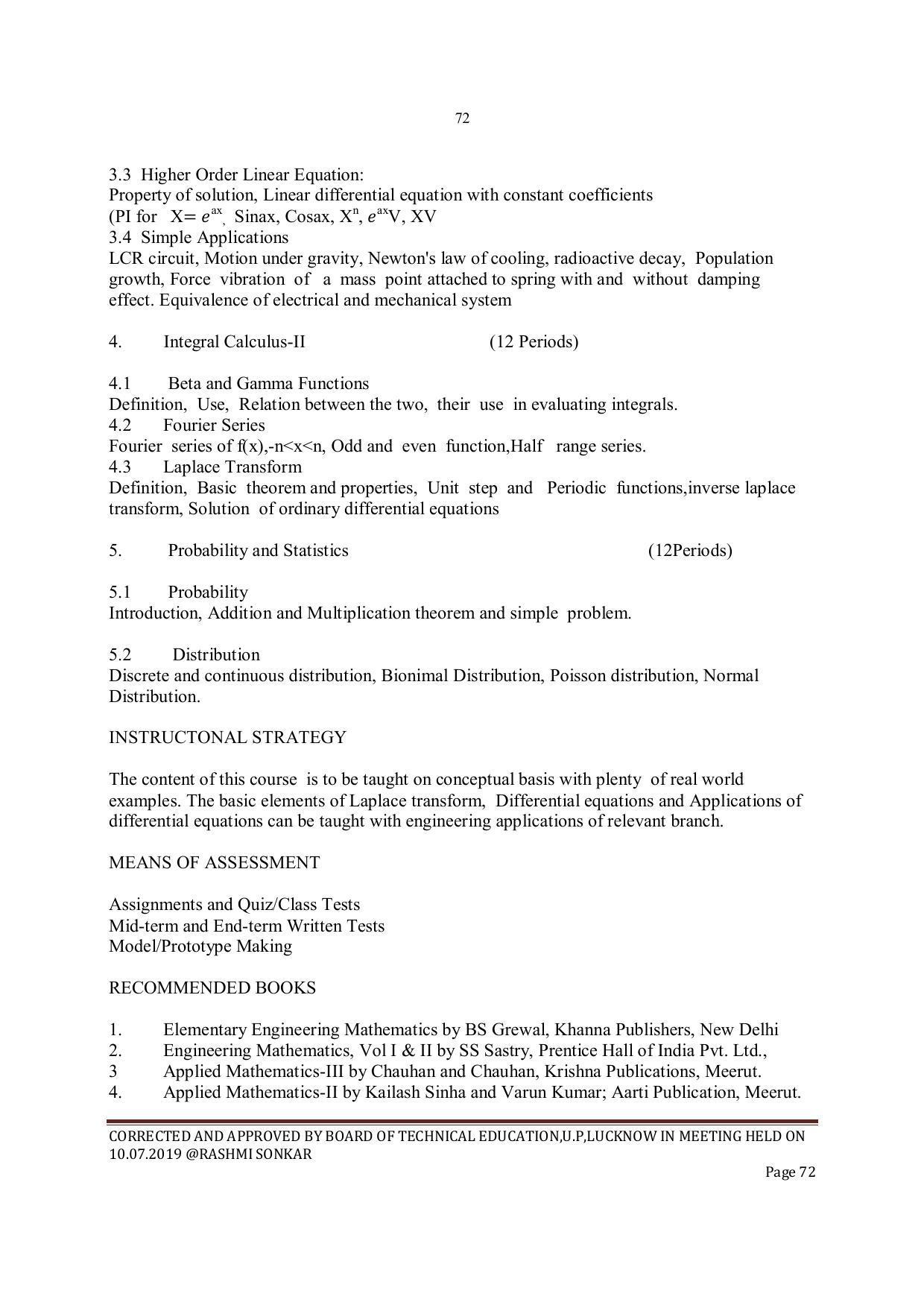 EFFECTIVE FROM JULY 2019-20 - SIX SEMESTER DIPLOMA COURSE IN INSTRUMENTATION AND CONTROL ENGINEERING - Page 74