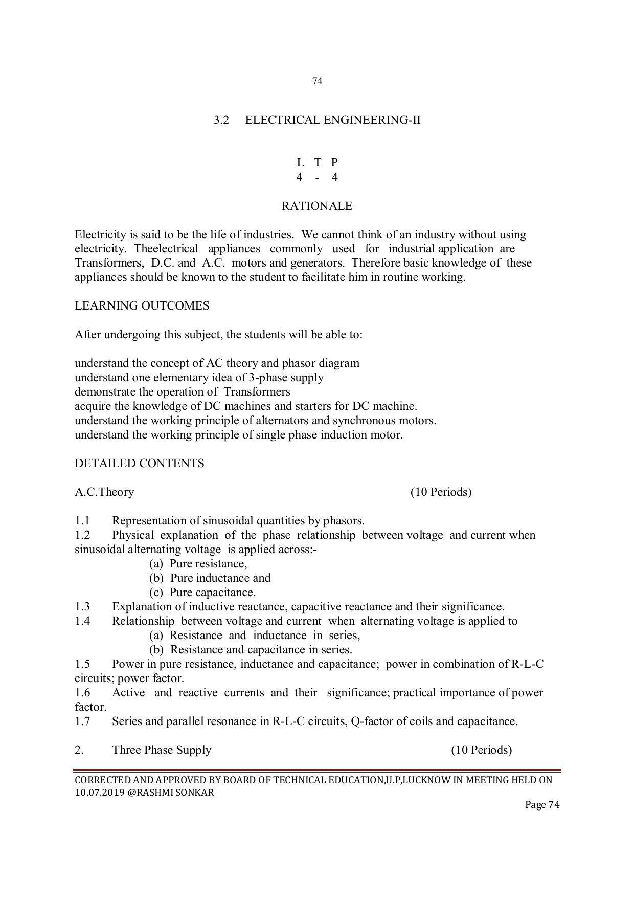 EFFECTIVE FROM JULY 2019-20 - SIX SEMESTER DIPLOMA COURSE IN INSTRUMENTATION AND CONTROL ENGINEERING - Page 76