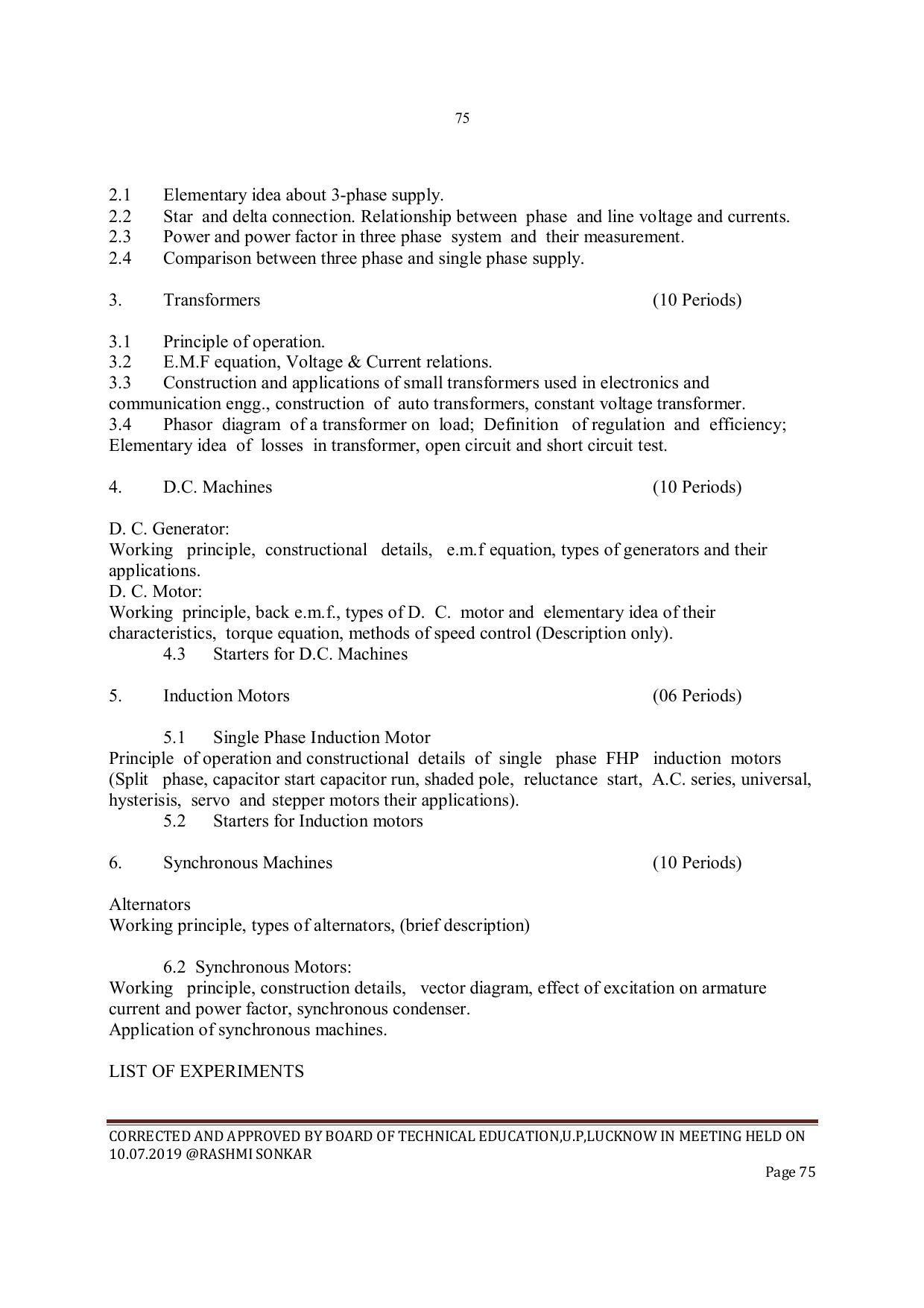 EFFECTIVE FROM JULY 2019-20 - SIX SEMESTER DIPLOMA COURSE IN INSTRUMENTATION AND CONTROL ENGINEERING - Page 77