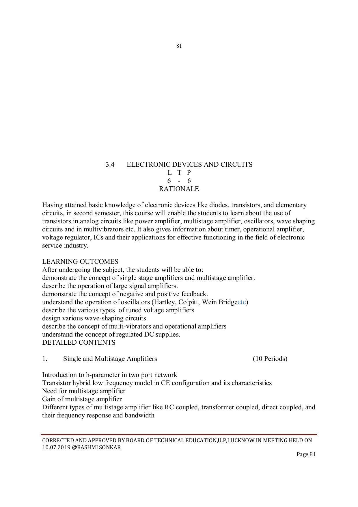 EFFECTIVE FROM JULY 2019-20 - SIX SEMESTER DIPLOMA COURSE IN INSTRUMENTATION AND CONTROL ENGINEERING - Page 83