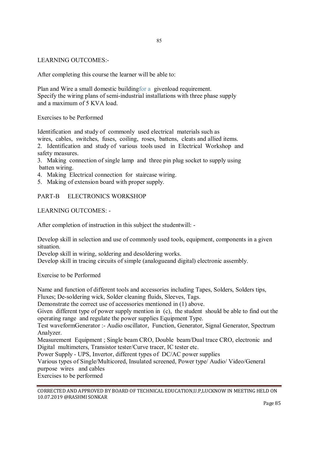 EFFECTIVE FROM JULY 2019-20 - SIX SEMESTER DIPLOMA COURSE IN INSTRUMENTATION AND CONTROL ENGINEERING - Page 87