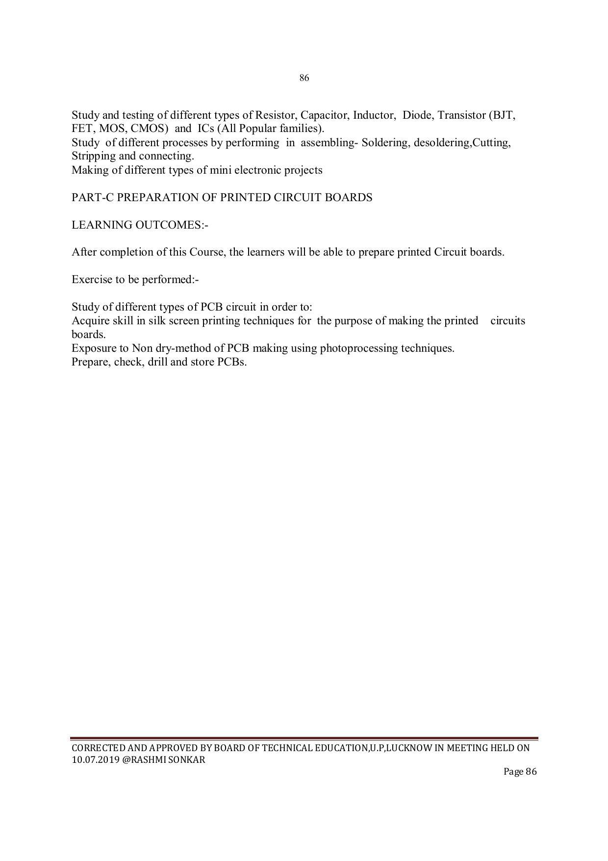 EFFECTIVE FROM JULY 2019-20 - SIX SEMESTER DIPLOMA COURSE IN INSTRUMENTATION AND CONTROL ENGINEERING - Page 88