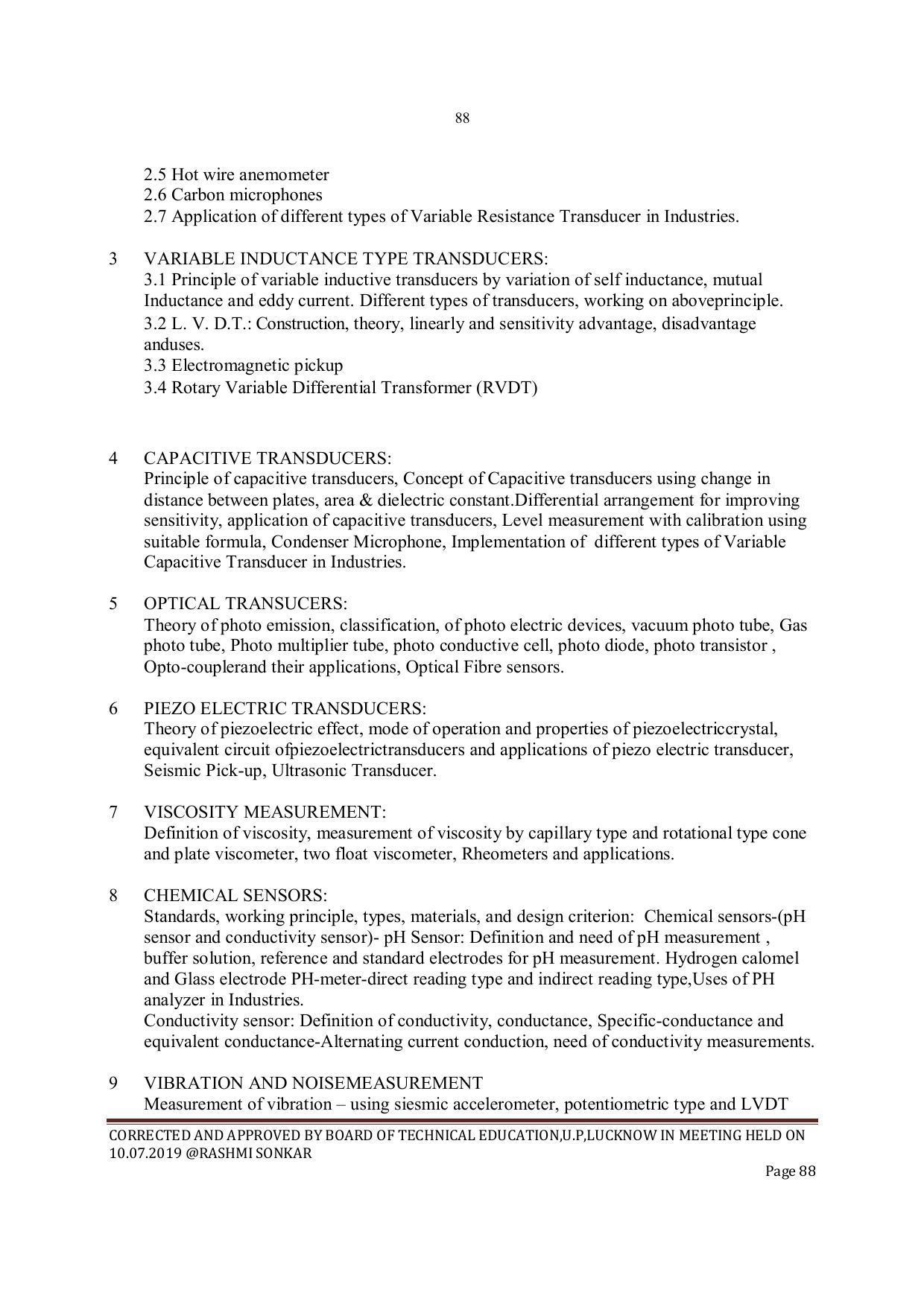 EFFECTIVE FROM JULY 2019-20 - SIX SEMESTER DIPLOMA COURSE IN INSTRUMENTATION AND CONTROL ENGINEERING - Page 90