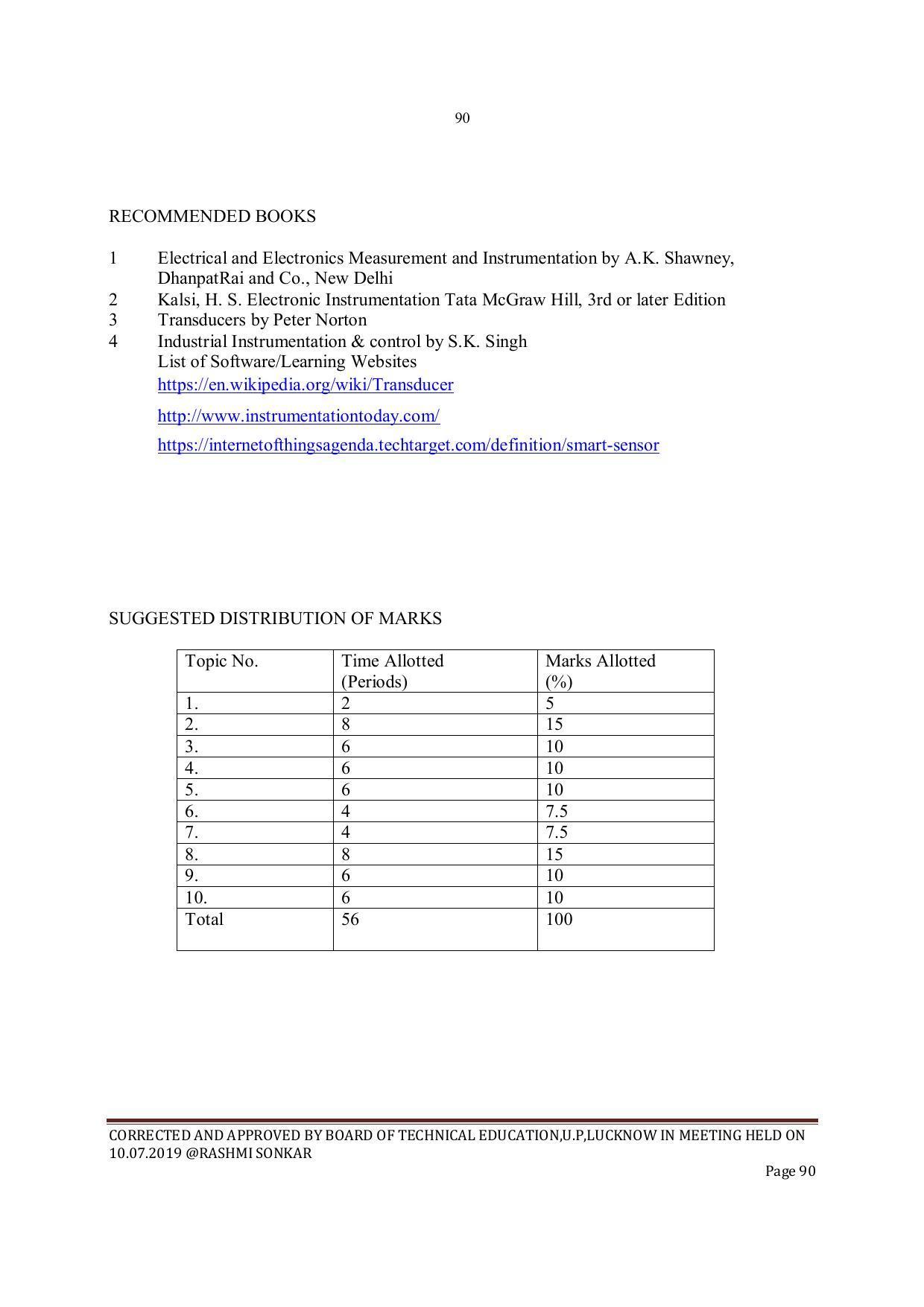 EFFECTIVE FROM JULY 2019-20 - SIX SEMESTER DIPLOMA COURSE IN INSTRUMENTATION AND CONTROL ENGINEERING - Page 92