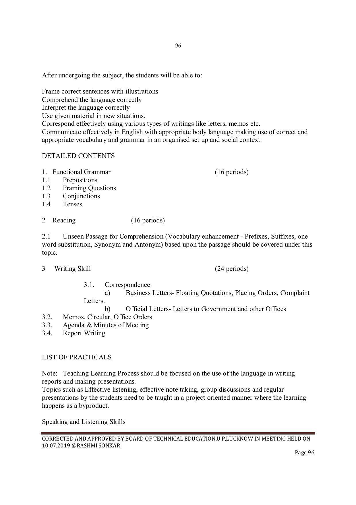 EFFECTIVE FROM JULY 2019-20 - SIX SEMESTER DIPLOMA COURSE IN INSTRUMENTATION AND CONTROL ENGINEERING - Page 98