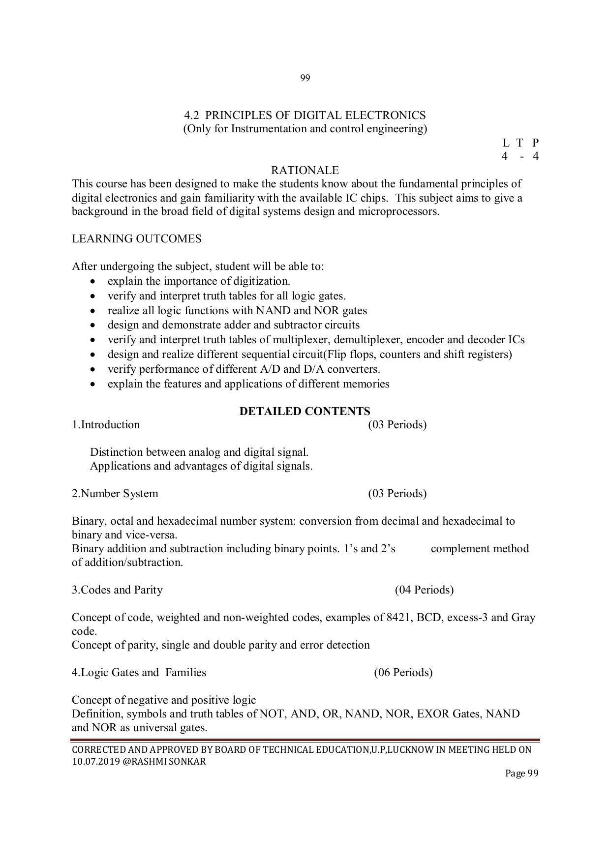 EFFECTIVE FROM JULY 2019-20 - SIX SEMESTER DIPLOMA COURSE IN INSTRUMENTATION AND CONTROL ENGINEERING - Page 101