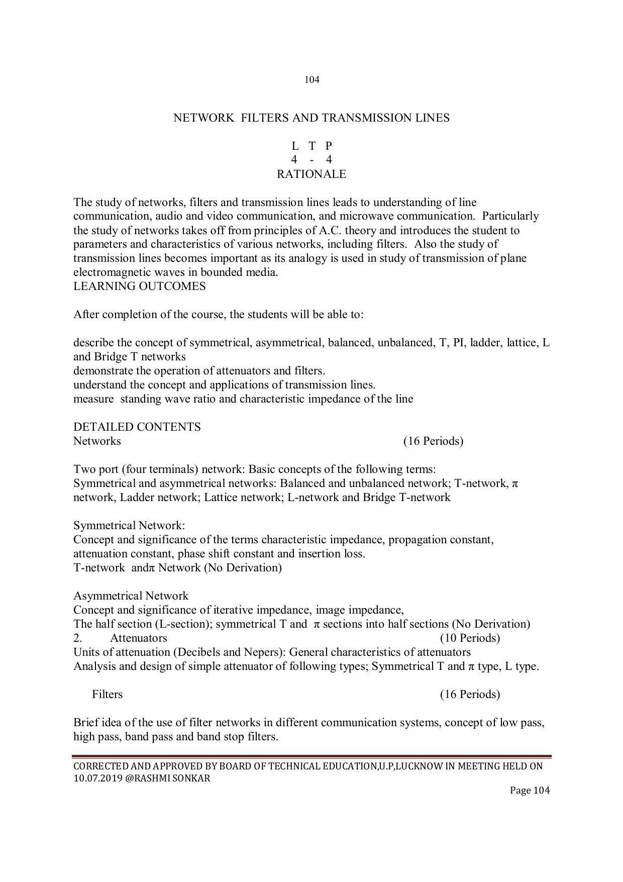EFFECTIVE FROM JULY 2019-20 - SIX SEMESTER DIPLOMA COURSE IN INSTRUMENTATION AND CONTROL ENGINEERING - Page 106