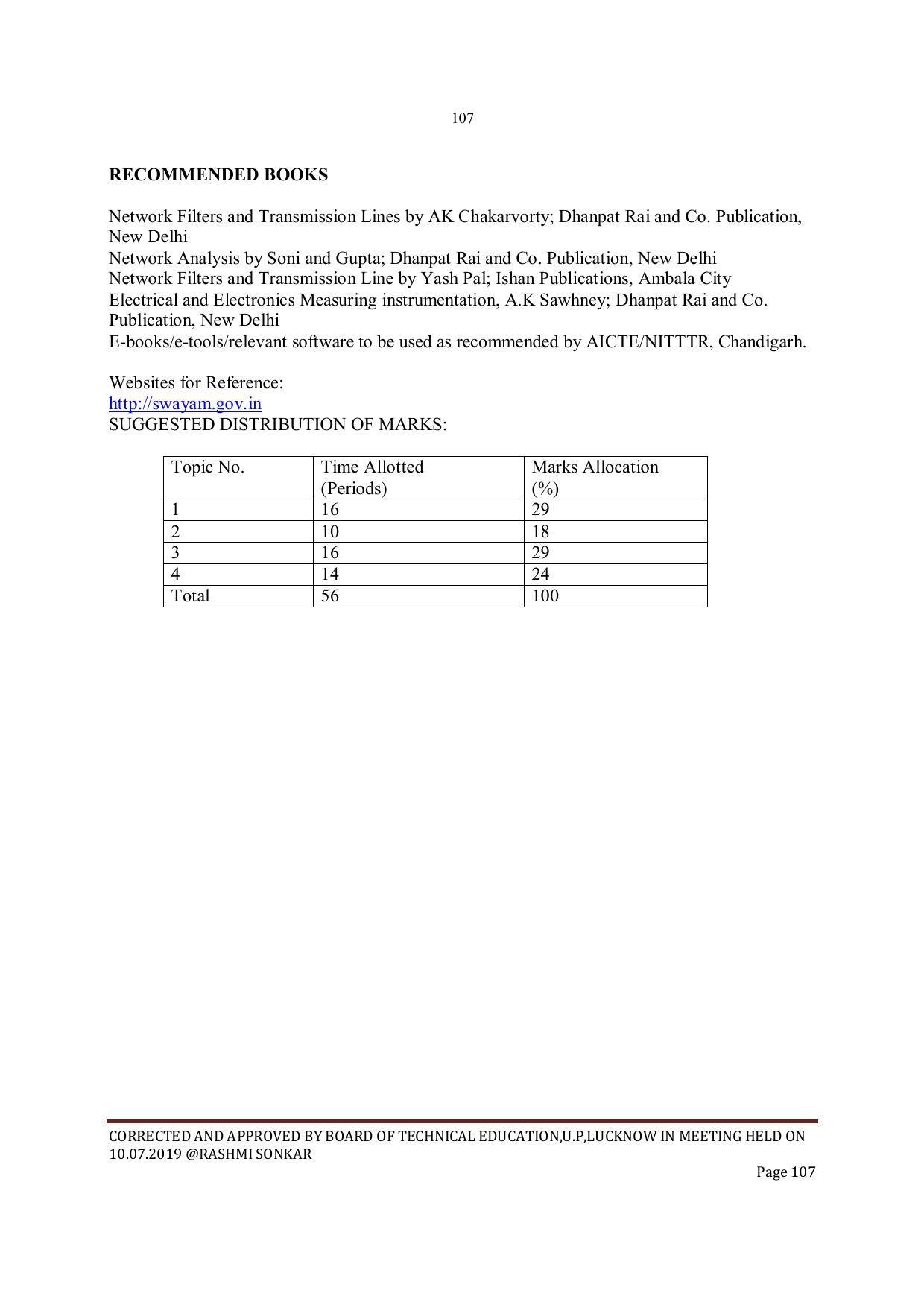 EFFECTIVE FROM JULY 2019-20 - SIX SEMESTER DIPLOMA COURSE IN INSTRUMENTATION AND CONTROL ENGINEERING - Page 109