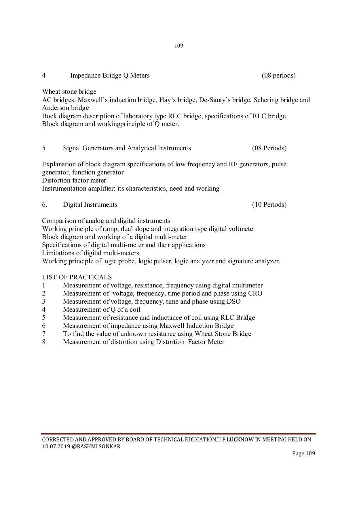 EFFECTIVE FROM JULY 2019-20 - SIX SEMESTER DIPLOMA COURSE IN INSTRUMENTATION AND CONTROL ENGINEERING - Page 111
