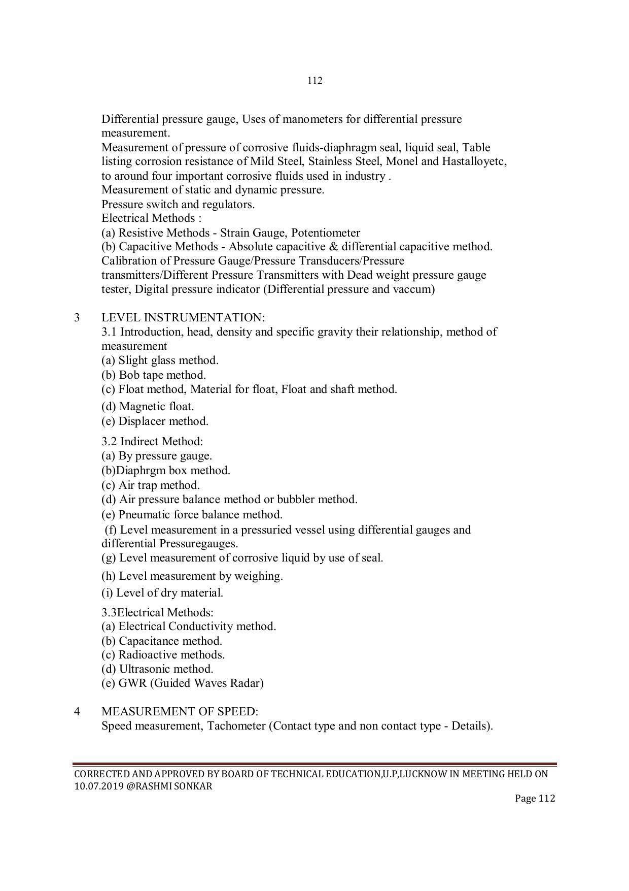 EFFECTIVE FROM JULY 2019-20 - SIX SEMESTER DIPLOMA COURSE IN INSTRUMENTATION AND CONTROL ENGINEERING - Page 114