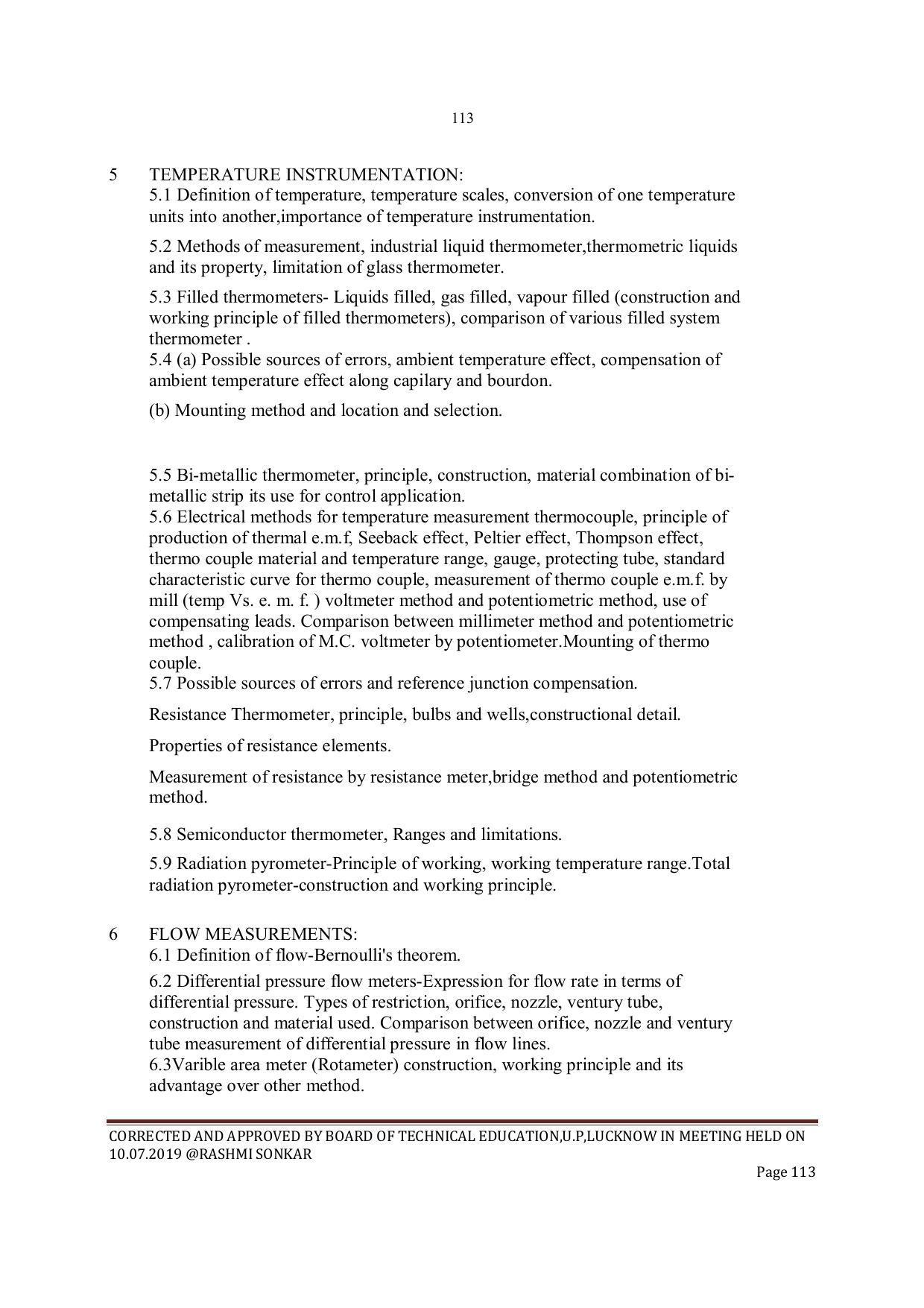 EFFECTIVE FROM JULY 2019-20 - SIX SEMESTER DIPLOMA COURSE IN INSTRUMENTATION AND CONTROL ENGINEERING - Page 115