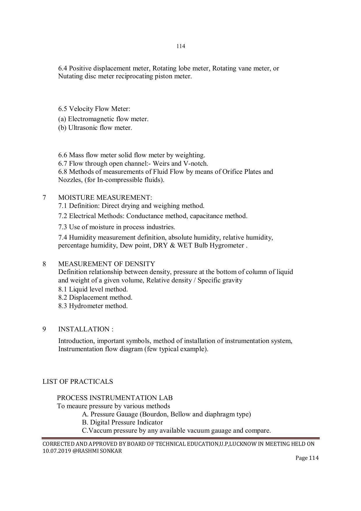EFFECTIVE FROM JULY 2019-20 - SIX SEMESTER DIPLOMA COURSE IN INSTRUMENTATION AND CONTROL ENGINEERING - Page 116