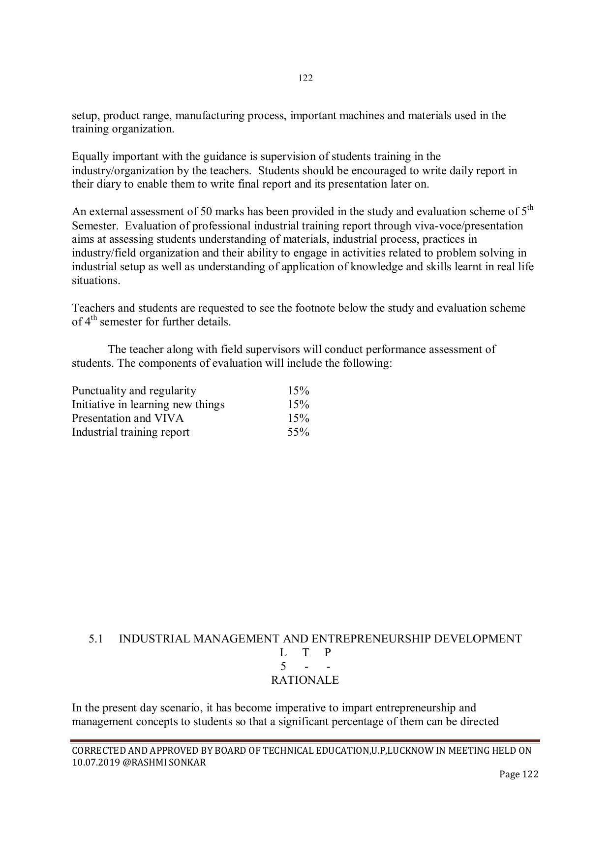 EFFECTIVE FROM JULY 2019-20 - SIX SEMESTER DIPLOMA COURSE IN INSTRUMENTATION AND CONTROL ENGINEERING - Page 124