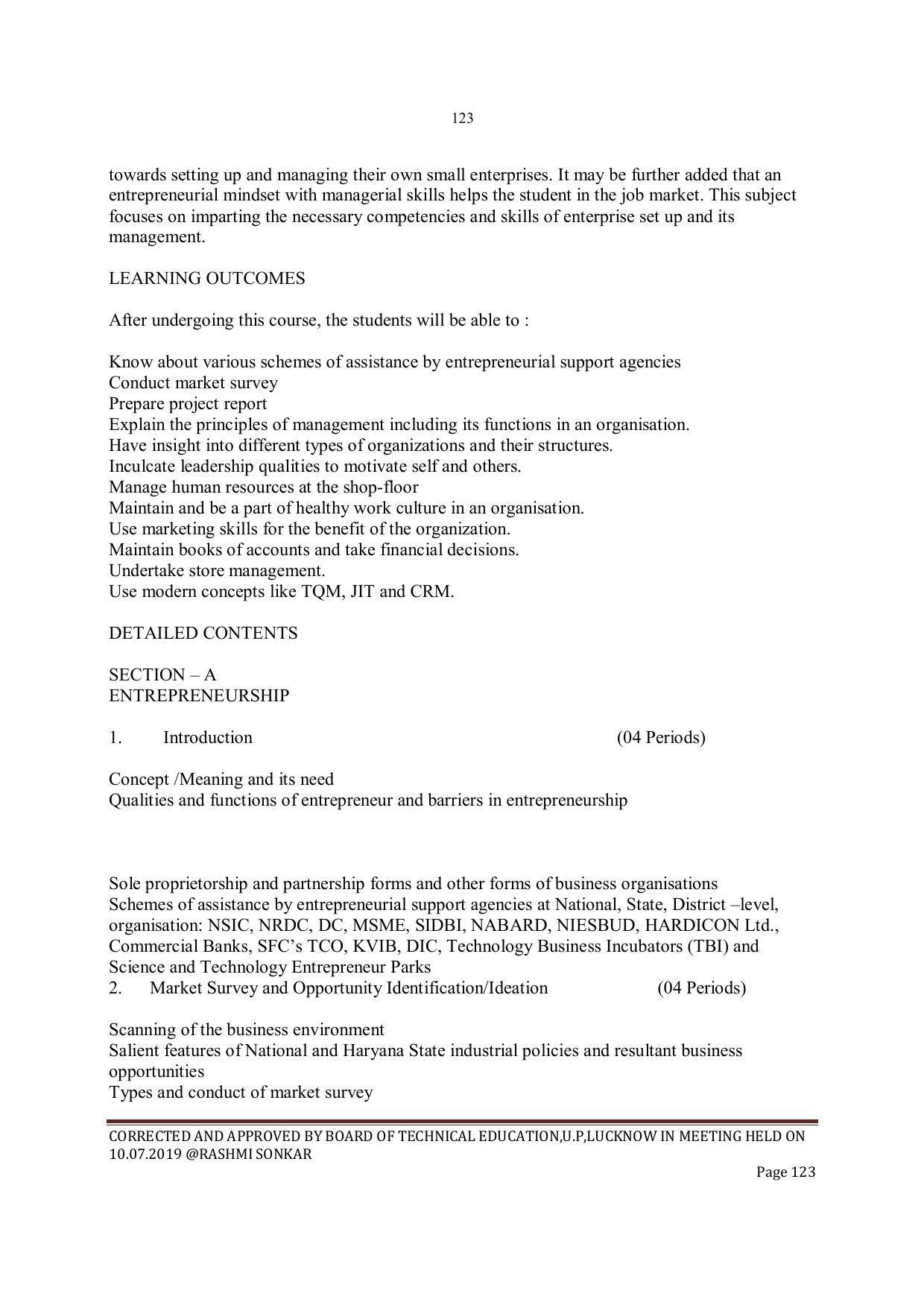 EFFECTIVE FROM JULY 2019-20 - SIX SEMESTER DIPLOMA COURSE IN INSTRUMENTATION AND CONTROL ENGINEERING - Page 125