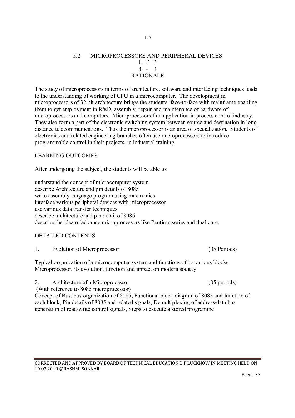 EFFECTIVE FROM JULY 2019-20 - SIX SEMESTER DIPLOMA COURSE IN INSTRUMENTATION AND CONTROL ENGINEERING - Page 129