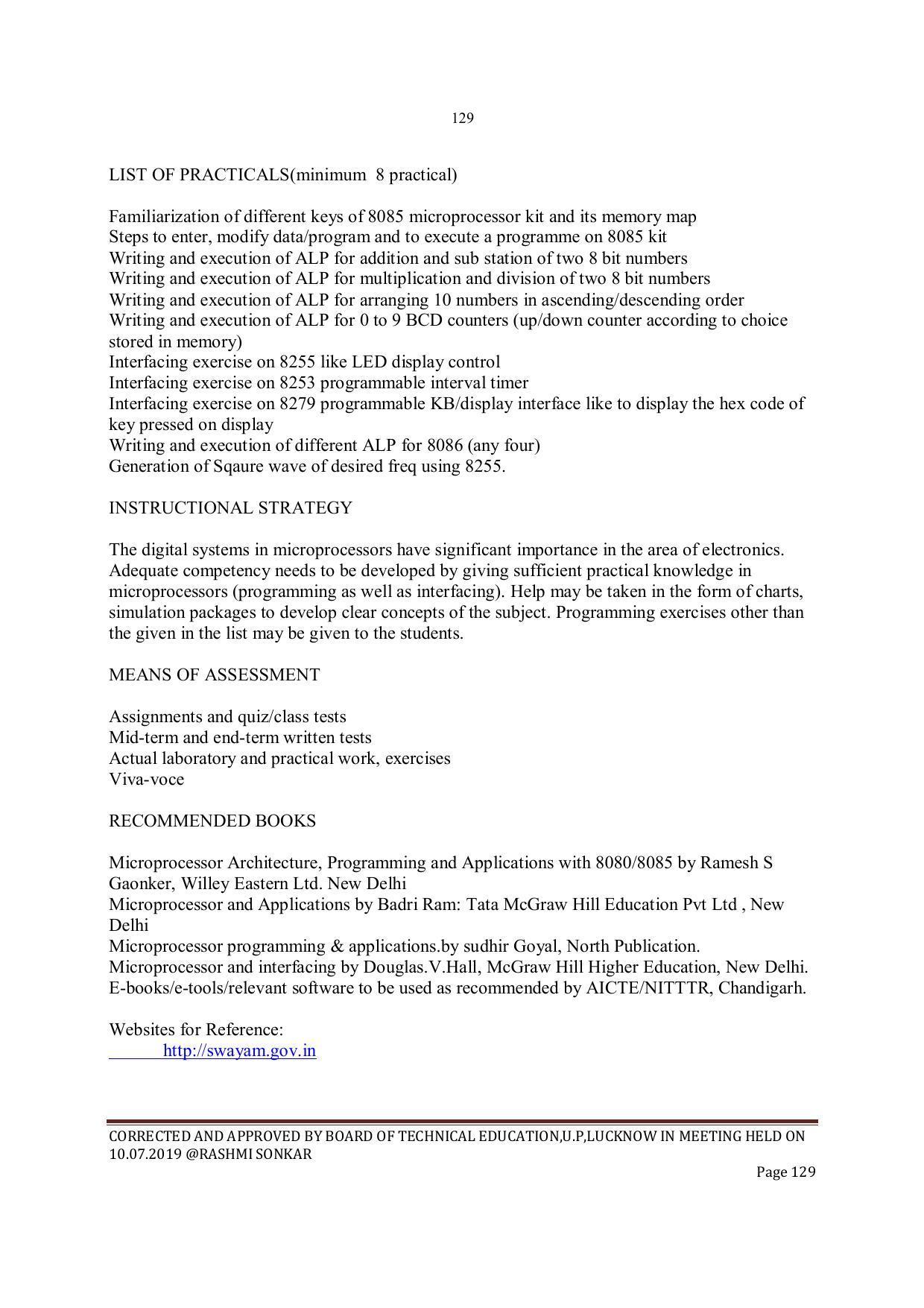 EFFECTIVE FROM JULY 2019-20 - SIX SEMESTER DIPLOMA COURSE IN INSTRUMENTATION AND CONTROL ENGINEERING - Page 131