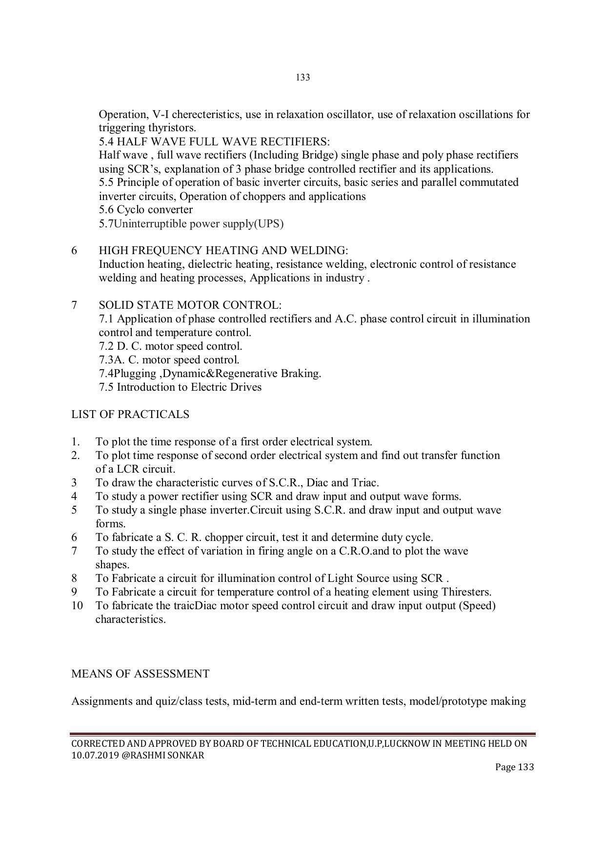 EFFECTIVE FROM JULY 2019-20 - SIX SEMESTER DIPLOMA COURSE IN INSTRUMENTATION AND CONTROL ENGINEERING - Page 135