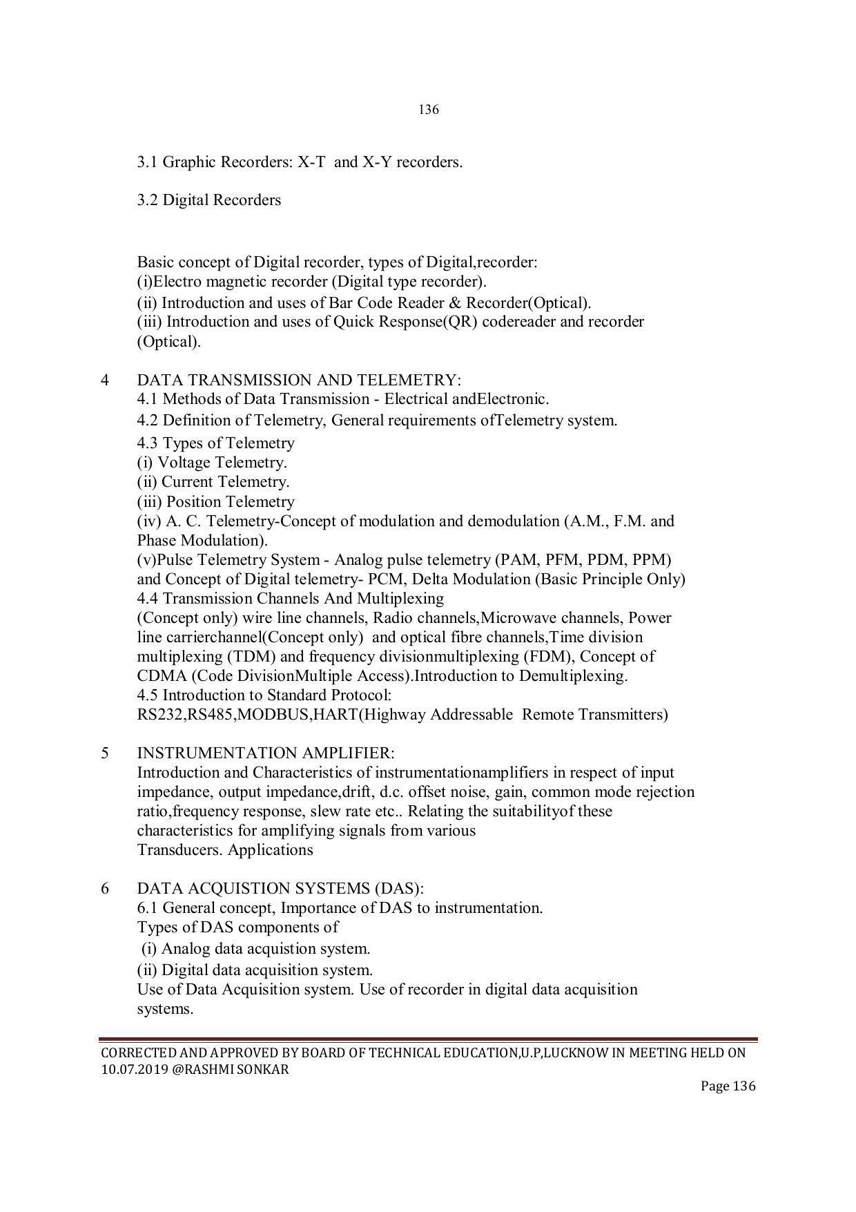 EFFECTIVE FROM JULY 2019-20 - SIX SEMESTER DIPLOMA COURSE IN INSTRUMENTATION AND CONTROL ENGINEERING - Page 138