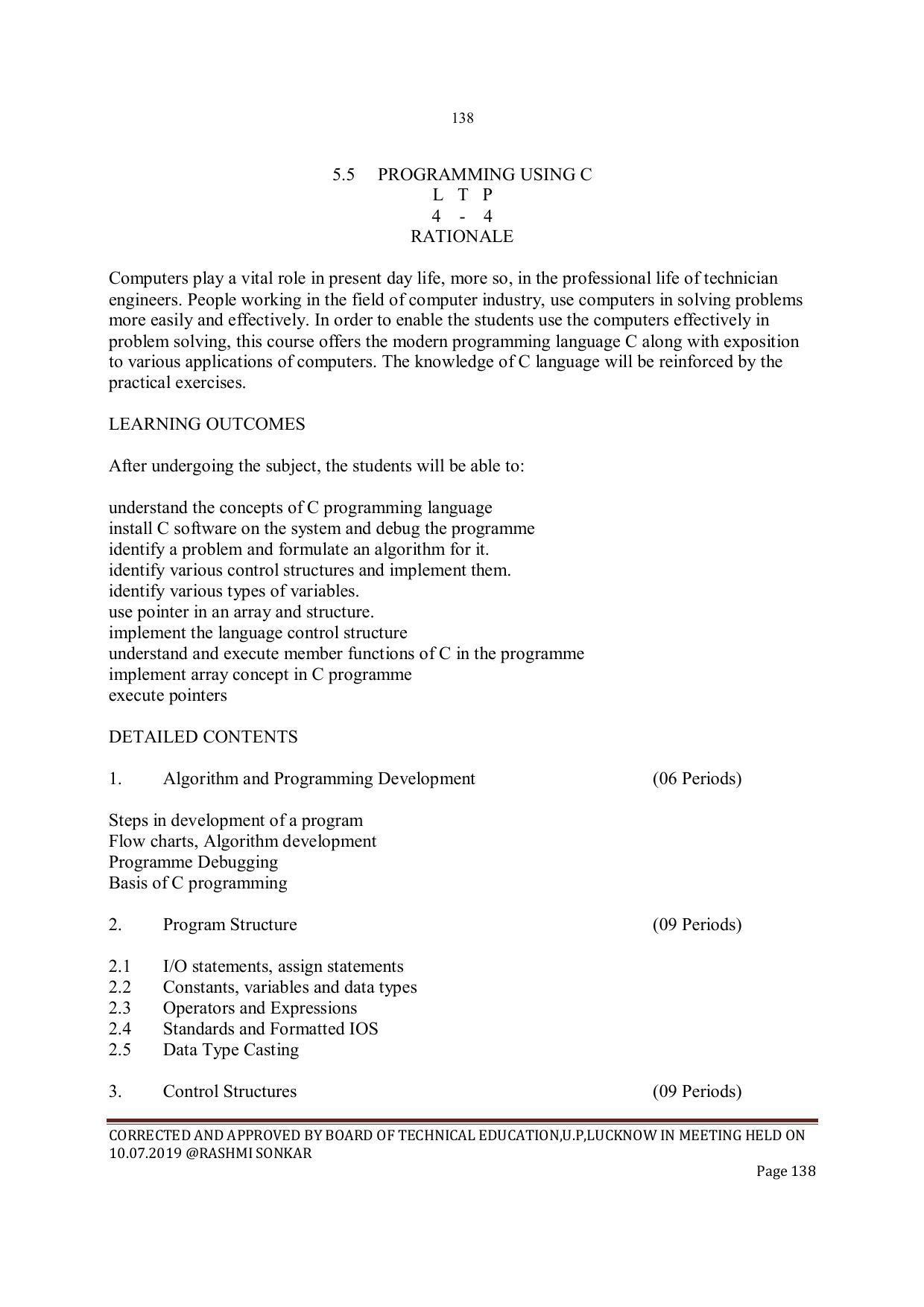 EFFECTIVE FROM JULY 2019-20 - SIX SEMESTER DIPLOMA COURSE IN INSTRUMENTATION AND CONTROL ENGINEERING - Page 140