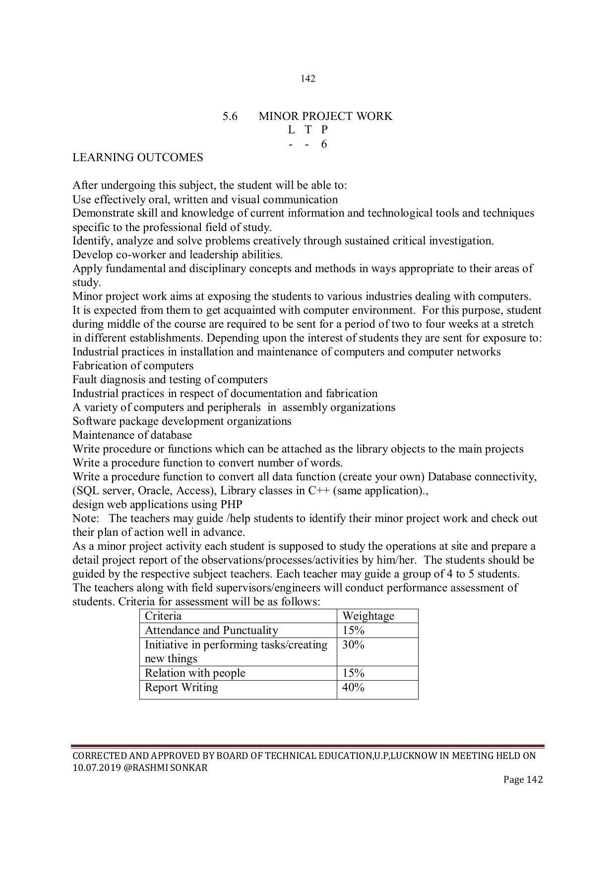 EFFECTIVE FROM JULY 2019-20 - SIX SEMESTER DIPLOMA COURSE IN INSTRUMENTATION AND CONTROL ENGINEERING - Page 144