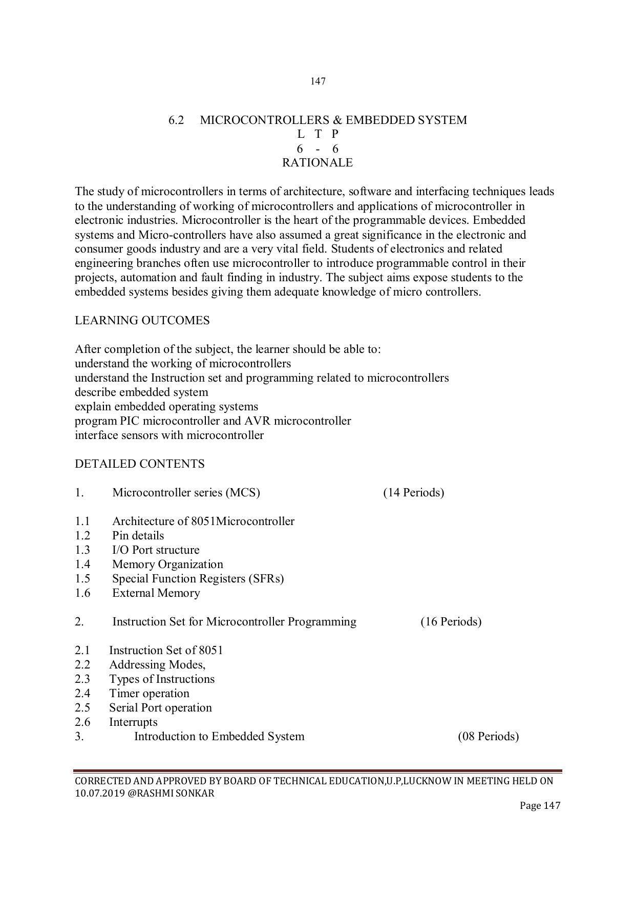 EFFECTIVE FROM JULY 2019-20 - SIX SEMESTER DIPLOMA COURSE IN INSTRUMENTATION AND CONTROL ENGINEERING - Page 149