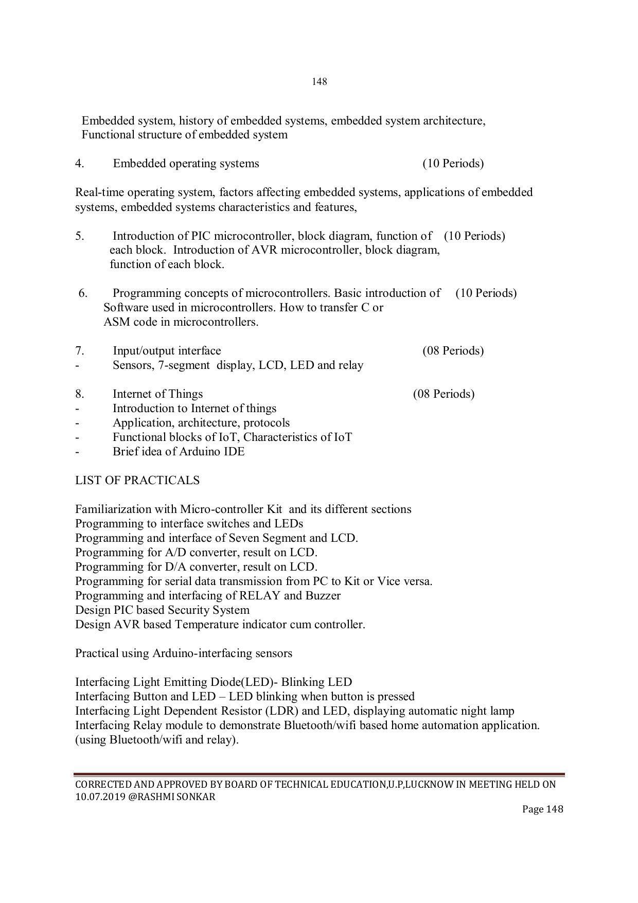 EFFECTIVE FROM JULY 2019-20 - SIX SEMESTER DIPLOMA COURSE IN INSTRUMENTATION AND CONTROL ENGINEERING - Page 150