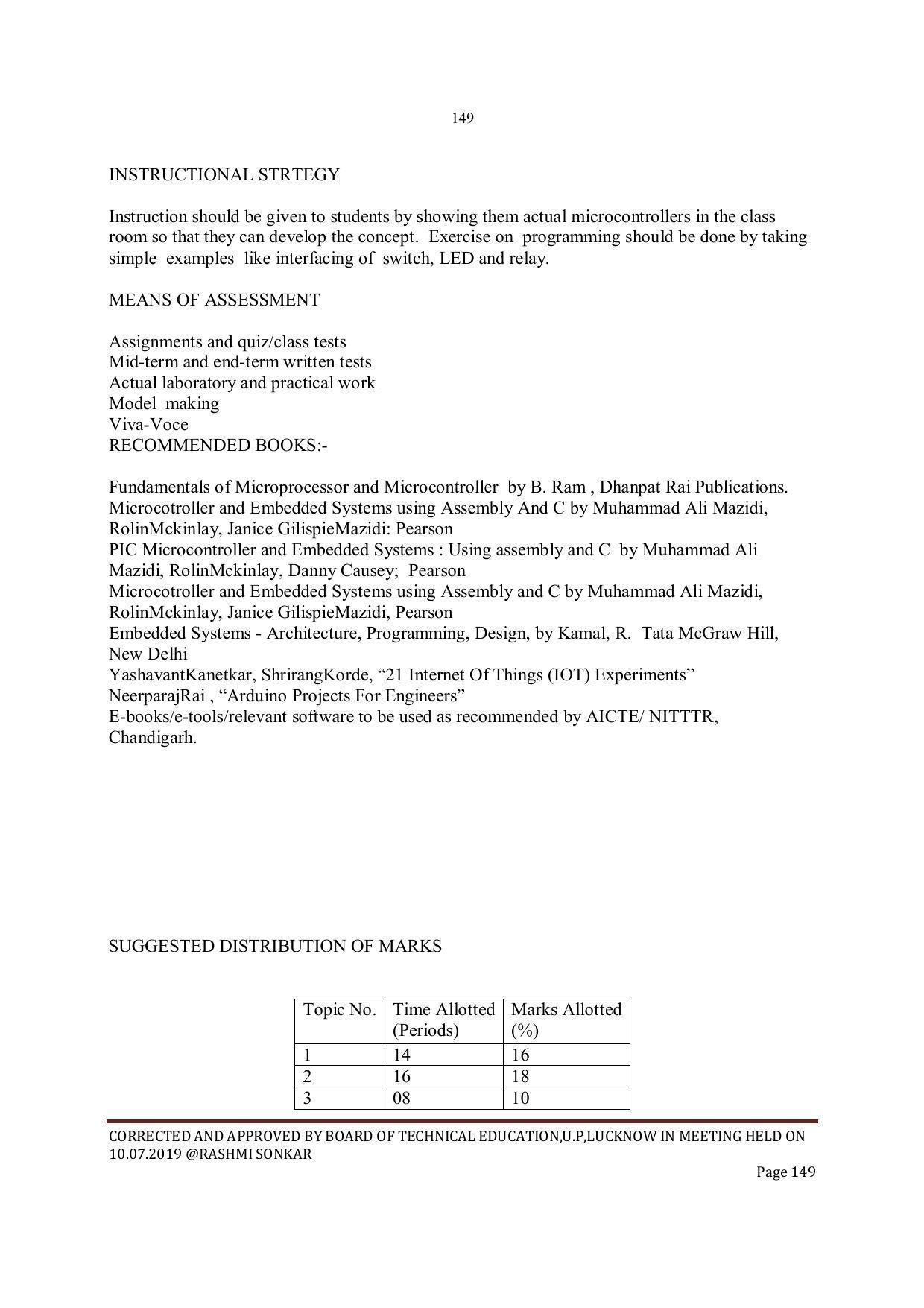 EFFECTIVE FROM JULY 2019-20 - SIX SEMESTER DIPLOMA COURSE IN INSTRUMENTATION AND CONTROL ENGINEERING - Page 151
