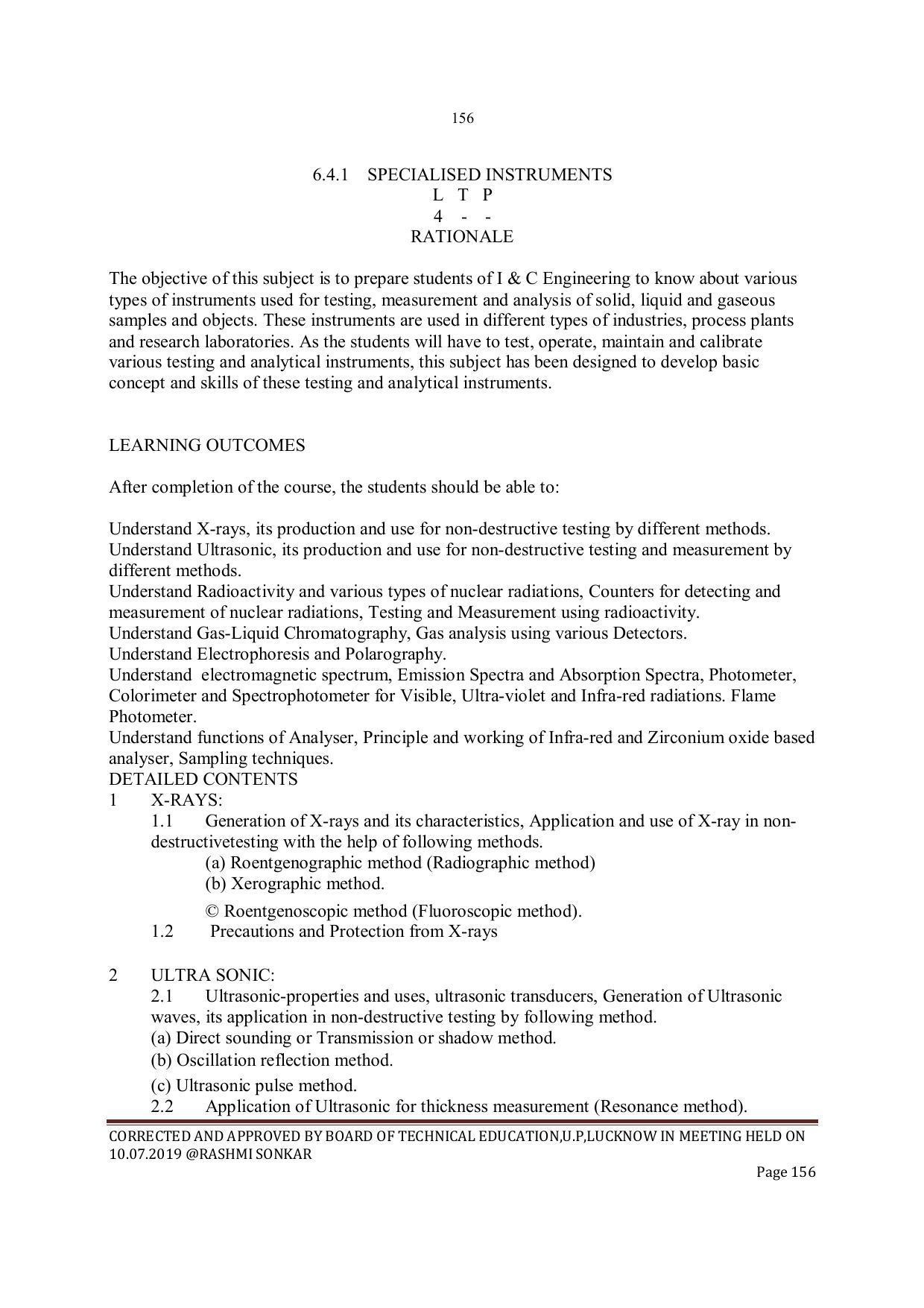 EFFECTIVE FROM JULY 2019-20 - SIX SEMESTER DIPLOMA COURSE IN INSTRUMENTATION AND CONTROL ENGINEERING - Page 158