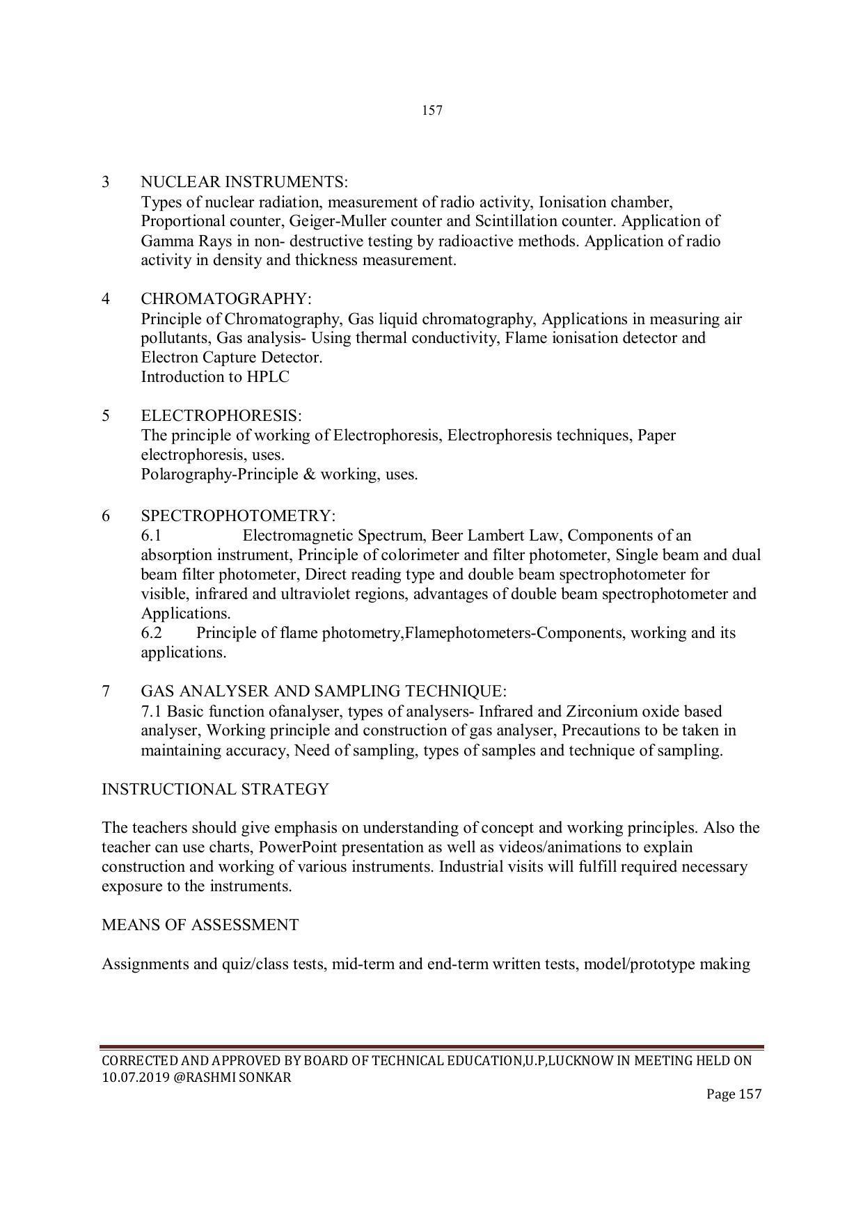 EFFECTIVE FROM JULY 2019-20 - SIX SEMESTER DIPLOMA COURSE IN INSTRUMENTATION AND CONTROL ENGINEERING - Page 159