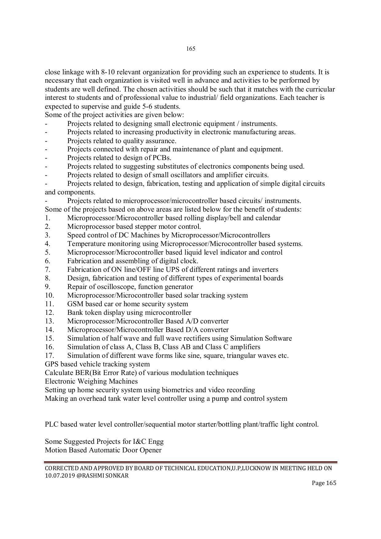 EFFECTIVE FROM JULY 2019-20 - SIX SEMESTER DIPLOMA COURSE IN INSTRUMENTATION AND CONTROL ENGINEERING - Page 167