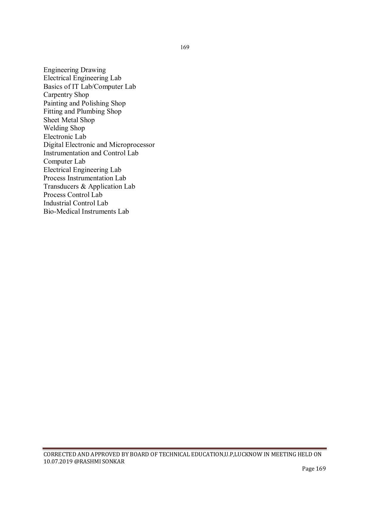 EFFECTIVE FROM JULY 2019-20 - SIX SEMESTER DIPLOMA COURSE IN INSTRUMENTATION AND CONTROL ENGINEERING - Page 171