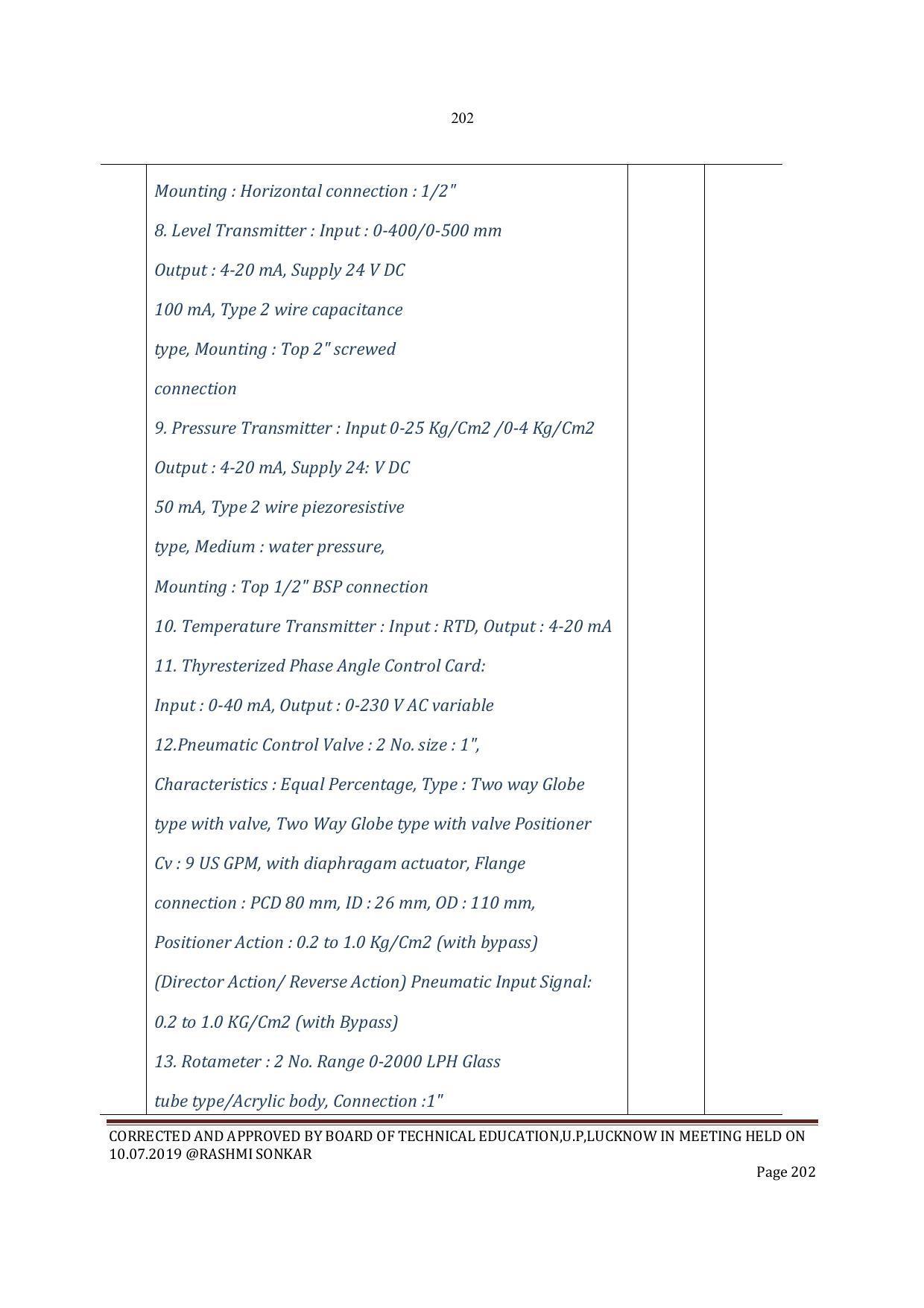EFFECTIVE FROM JULY 2019-20 - SIX SEMESTER DIPLOMA COURSE IN INSTRUMENTATION AND CONTROL ENGINEERING - Page 204