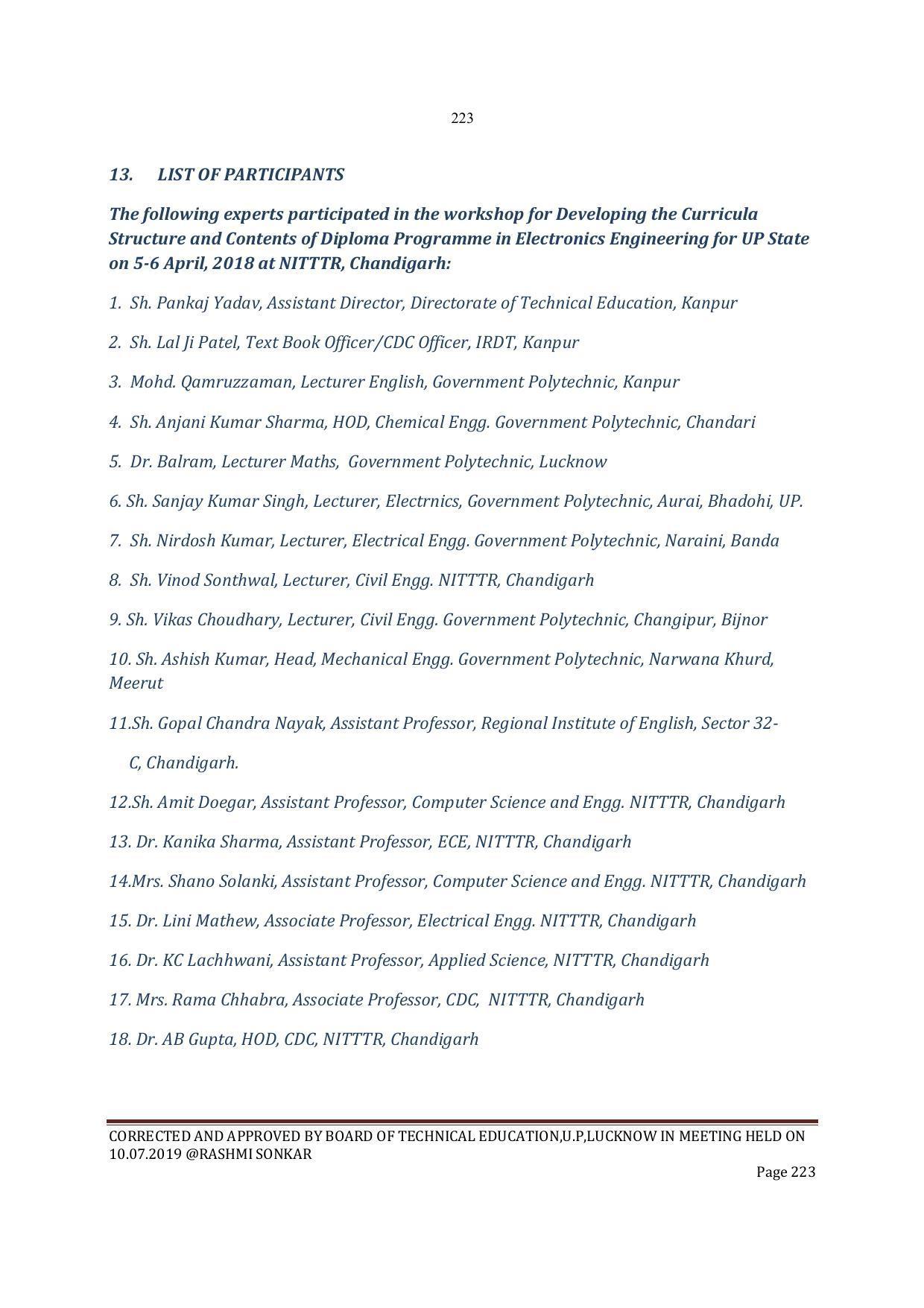 EFFECTIVE FROM JULY 2019-20 - SIX SEMESTER DIPLOMA COURSE IN INSTRUMENTATION AND CONTROL ENGINEERING - Page 225