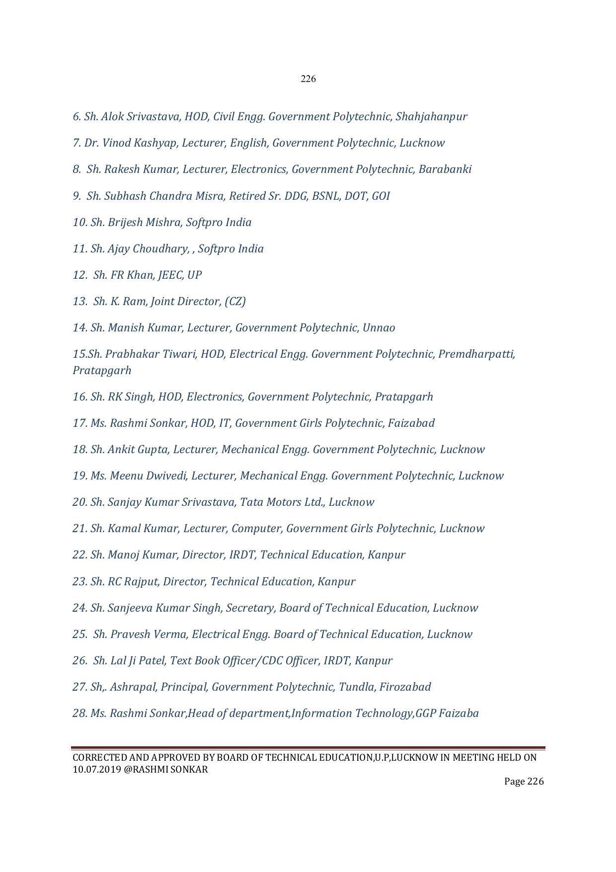 EFFECTIVE FROM JULY 2019-20 - SIX SEMESTER DIPLOMA COURSE IN INSTRUMENTATION AND CONTROL ENGINEERING - Page 228