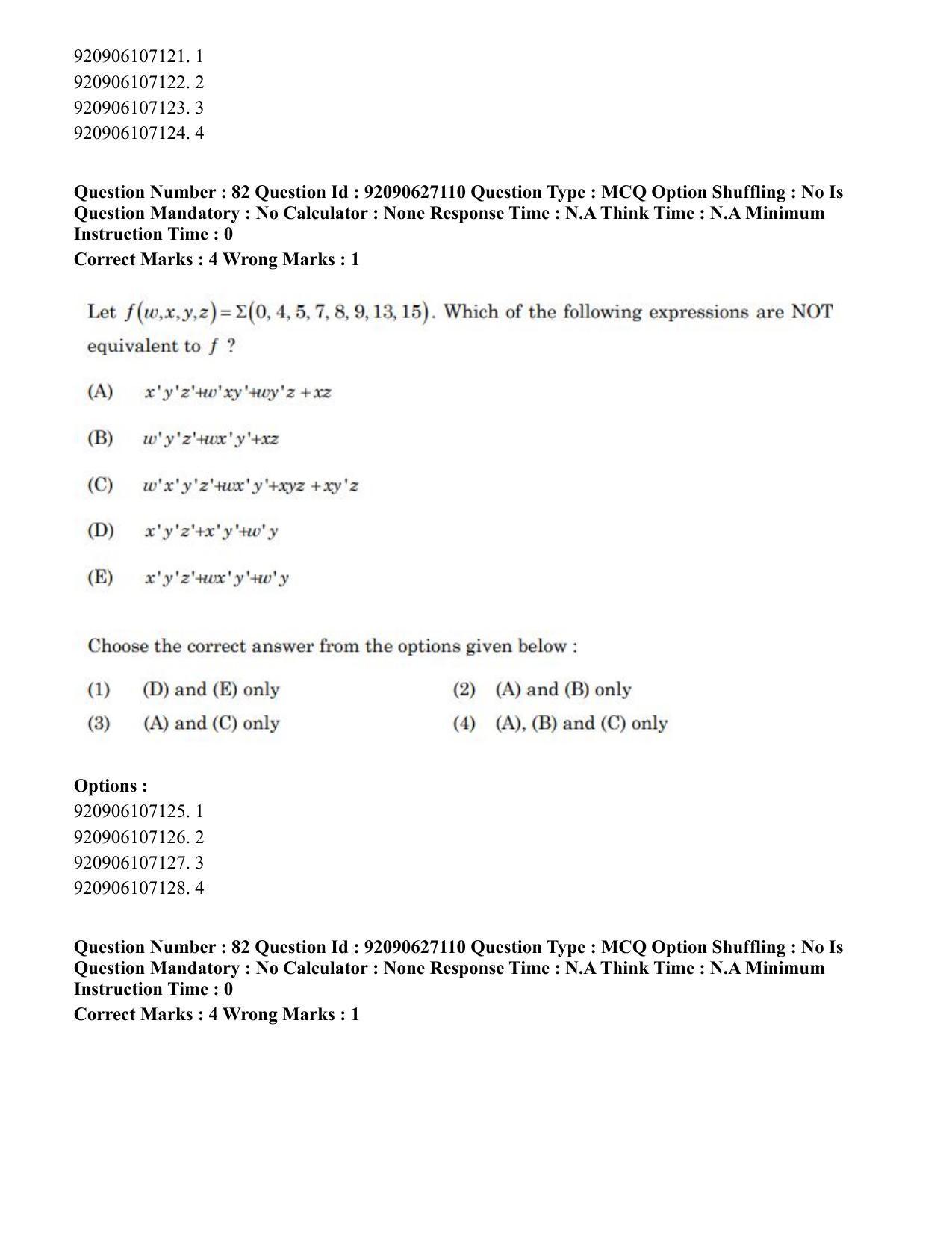 CUET PG 2023: SCQP09 – Computer Science, Information Technology etc (Eng) - Shift 3 (16-06-2023) Question Paper - Page 82