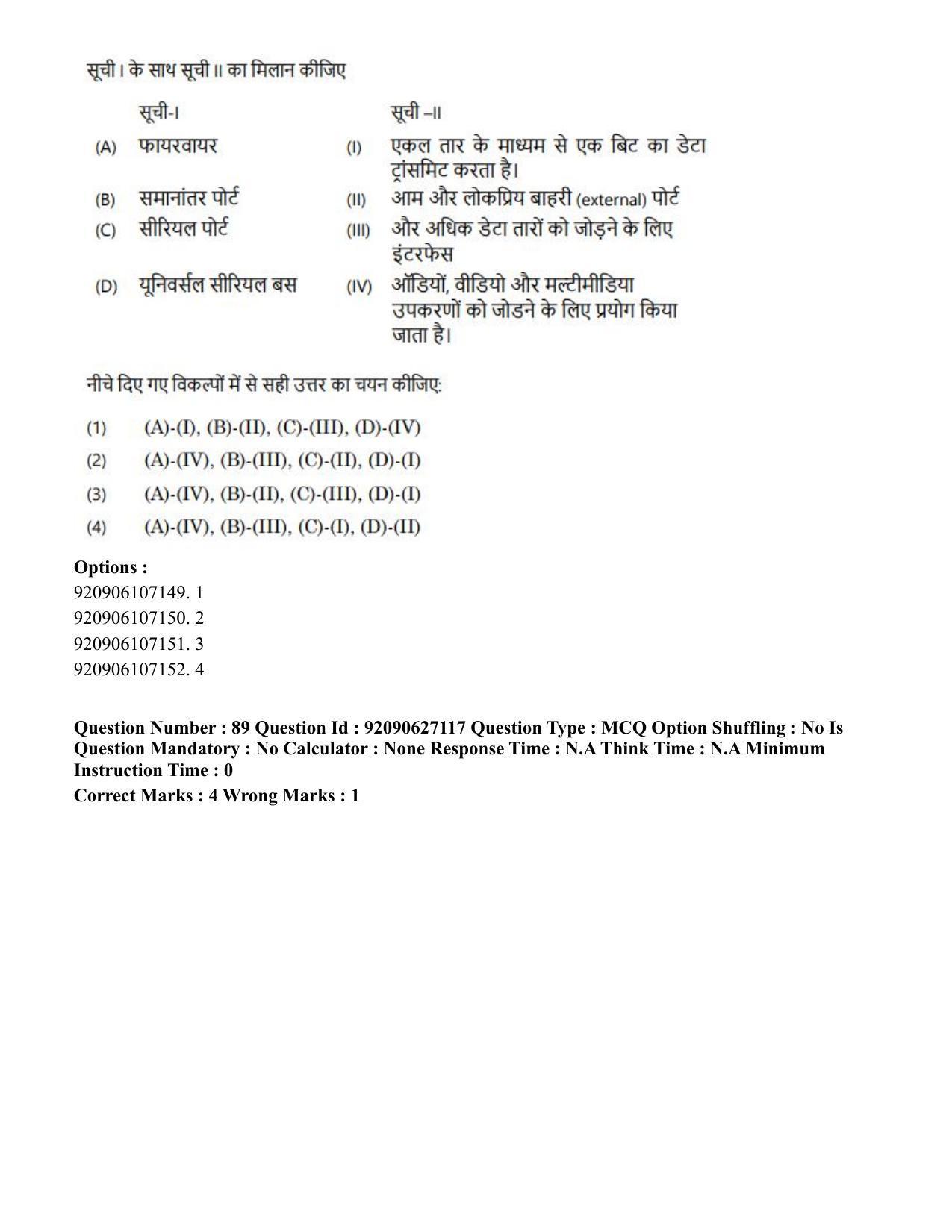 CUET PG 2023: SCQP09 – Computer Science, Information Technology etc (Eng) - Shift 3 (16-06-2023) Question Paper - Page 91