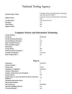CUET PG 2023: SCQP09 – Computer Science, Information Technology etc (Eng) - Shift 3 (16-06-2023) Question Paper
