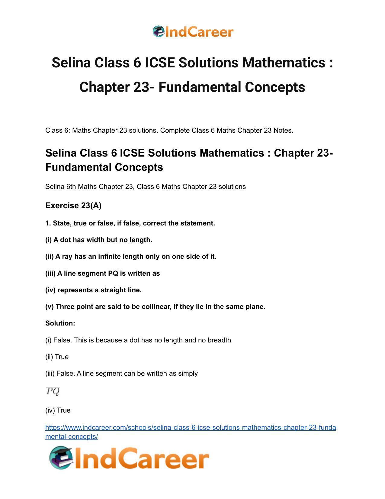 Selina Class 6 ICSE Solutions Mathematics : Chapter 23- Fundamental Concepts - Page 2