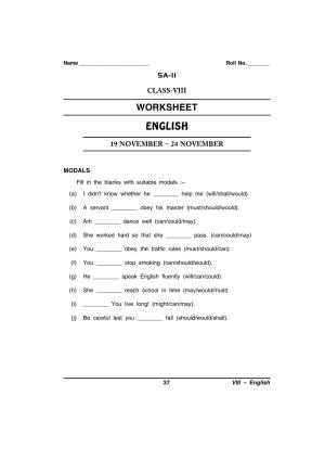 CBSE Worksheets for Class 8 English Assignment 88