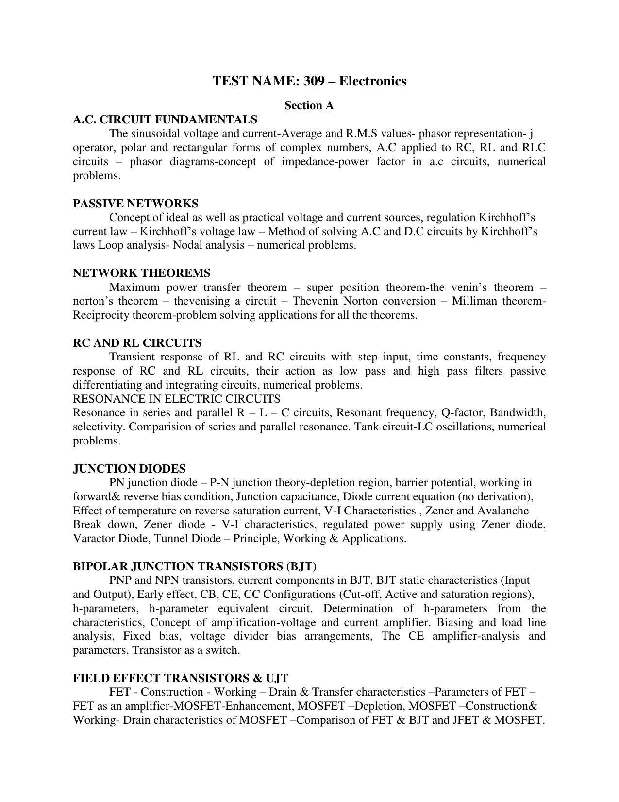 AP PGCET ELECTRONICS Syllabus - Page 1