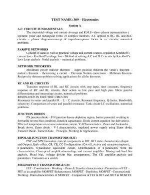 AP PGCET ELECTRONICS Syllabus