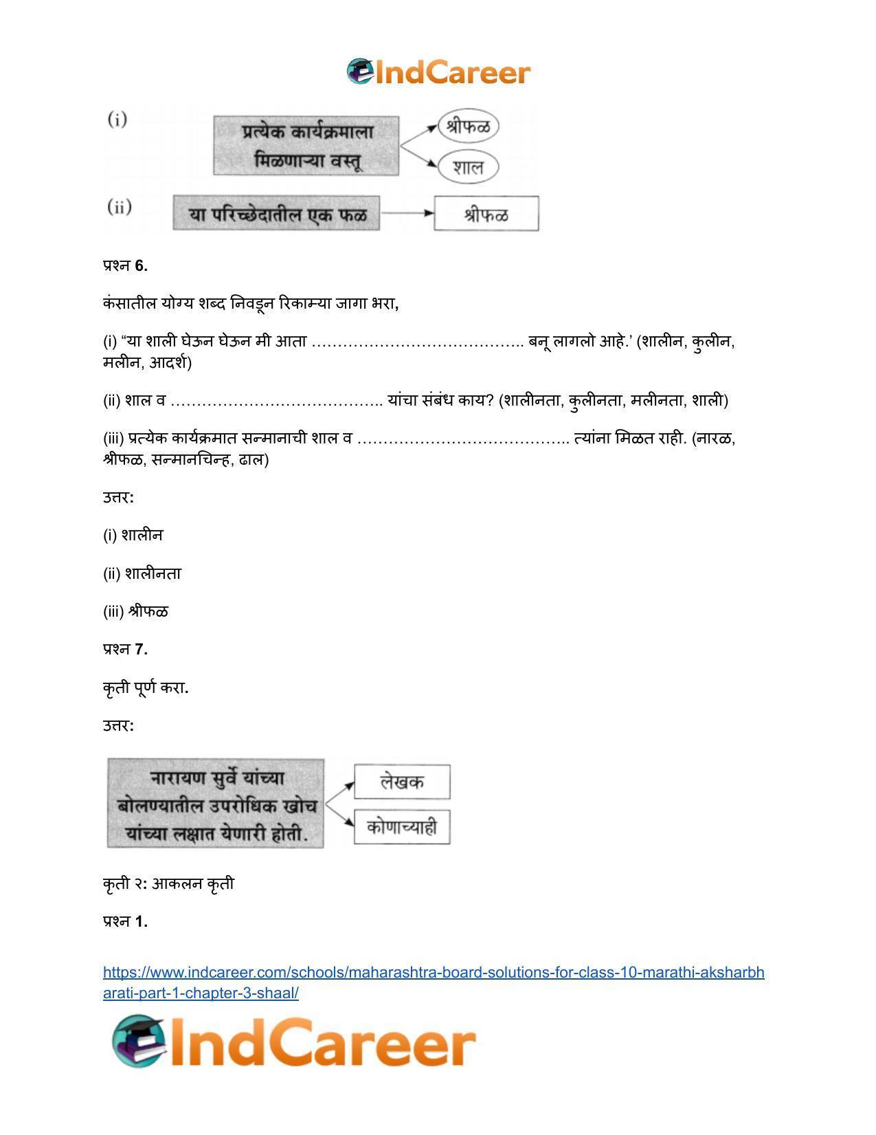 Maharashtra Board Solutions for Class 10- Marathi Aksharbharati (Part- 1): Chapter 3- शाल - Page 14