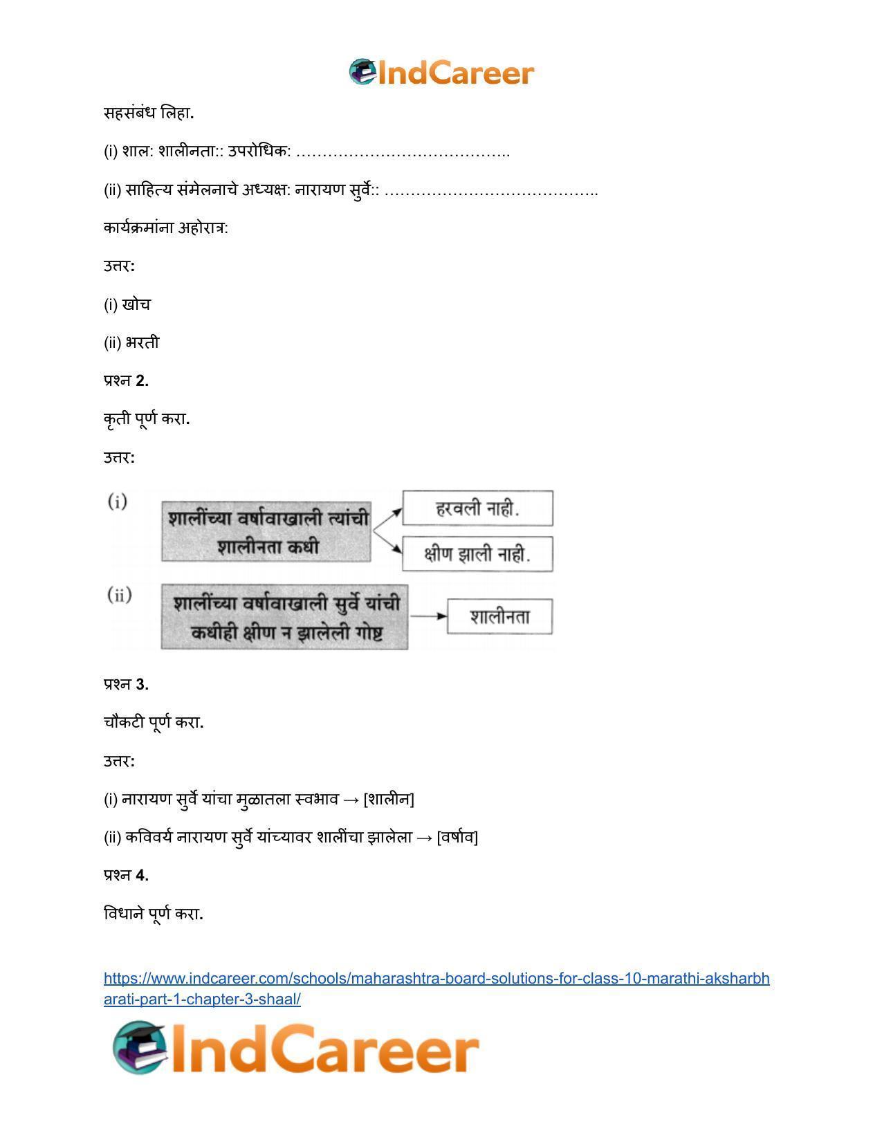 Maharashtra Board Solutions for Class 10- Marathi Aksharbharati (Part- 1): Chapter 3- शाल - Page 15