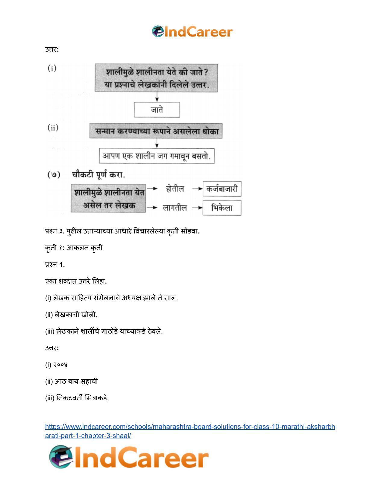 Maharashtra Board Solutions for Class 10- Marathi Aksharbharati (Part- 1): Chapter 3- शाल - Page 17