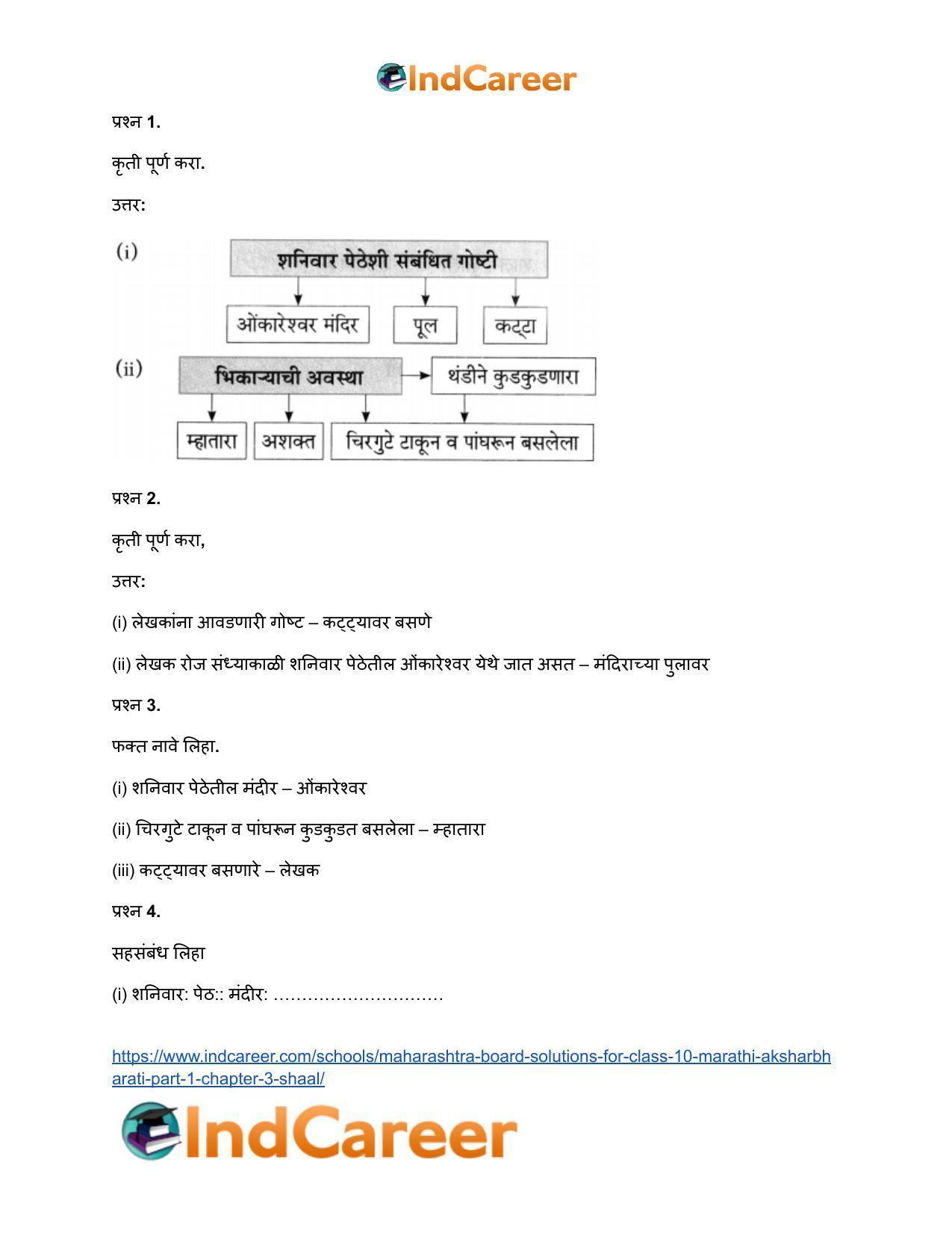 Maharashtra Board Solutions for Class 10- Marathi Aksharbharati (Part- 1): Chapter 3- शाल - Page 20