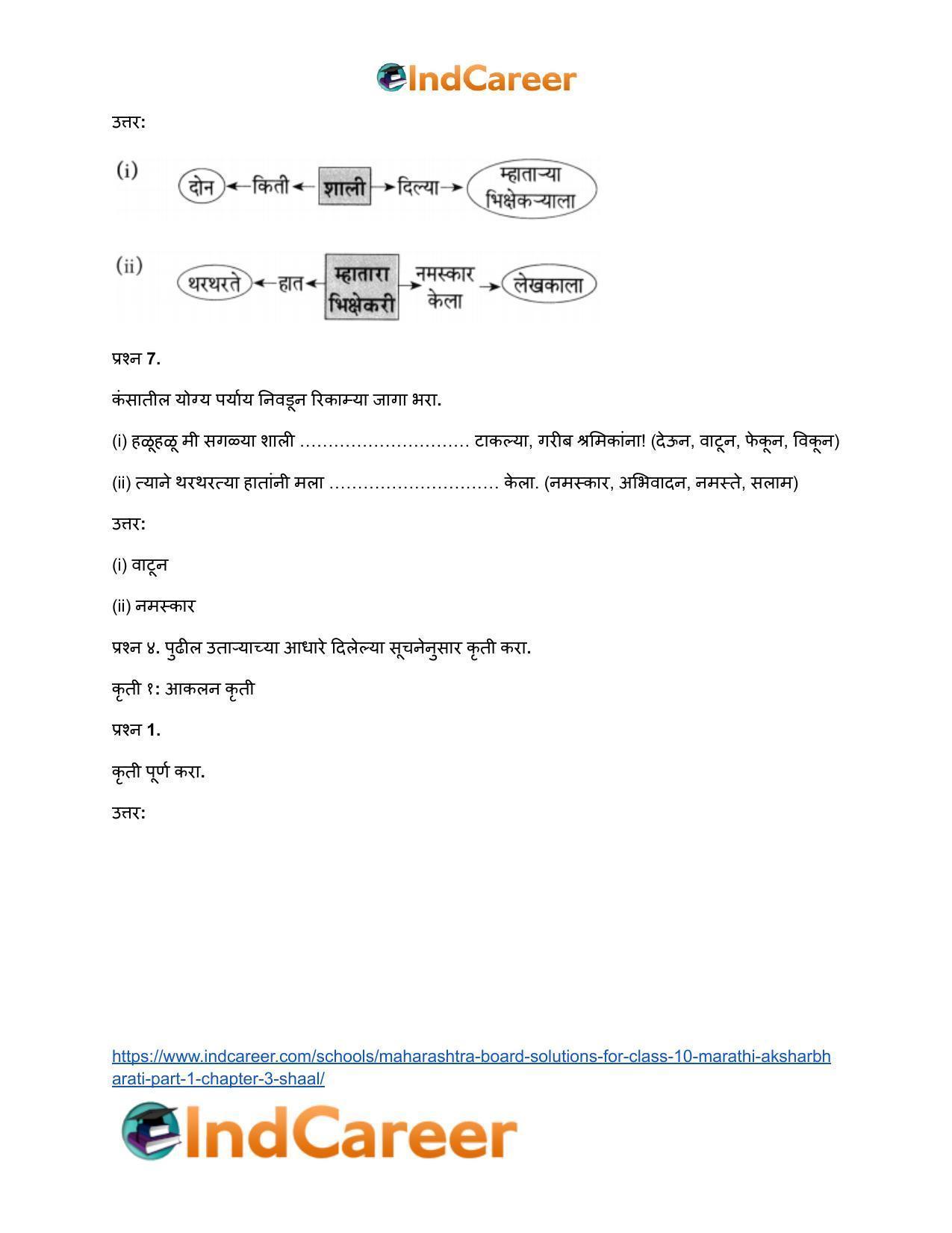 Maharashtra Board Solutions for Class 10- Marathi Aksharbharati (Part- 1): Chapter 3- शाल - Page 22